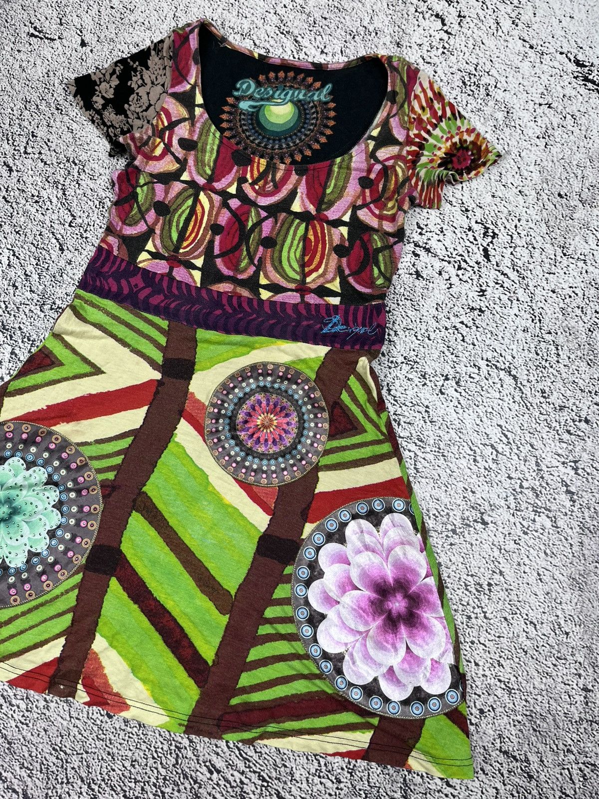 Desigual VTG Desigual Patchwork Boho Mini Dress Y2K Gaultier Style S Size S / US 4 / IT 40 - 3 Thumbnail