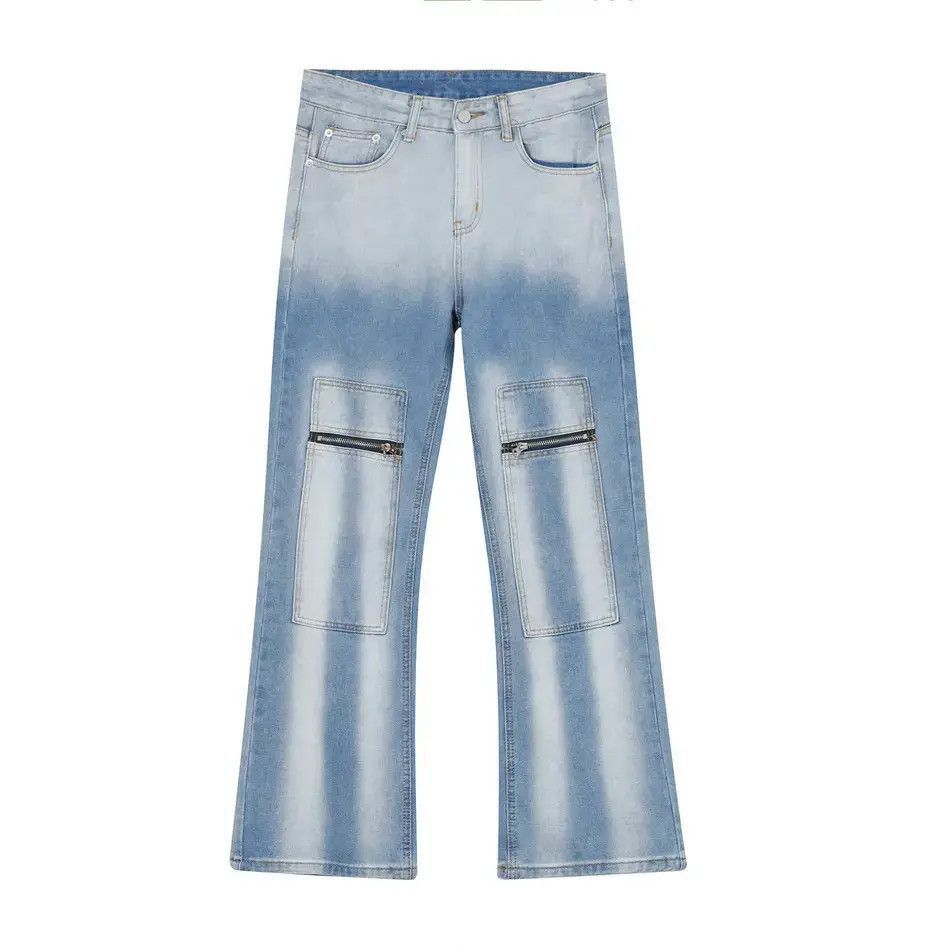Japanese Brand Retro loose patchwork zipper jeans Size US 32 / EU 48 - 5 Thumbnail