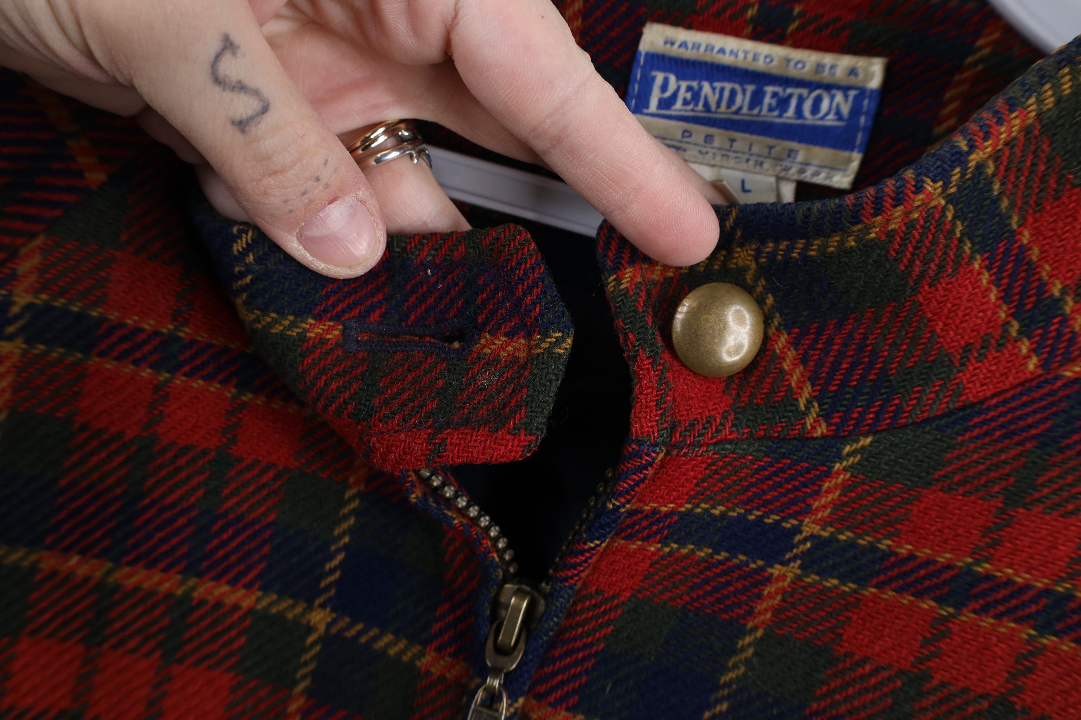 Pendleton × Vintage Vintage 90s Pendleton Cafe Racer Bomber Jacket Plaid USA Size L / US 10 / IT 46 - 11 Thumbnail
