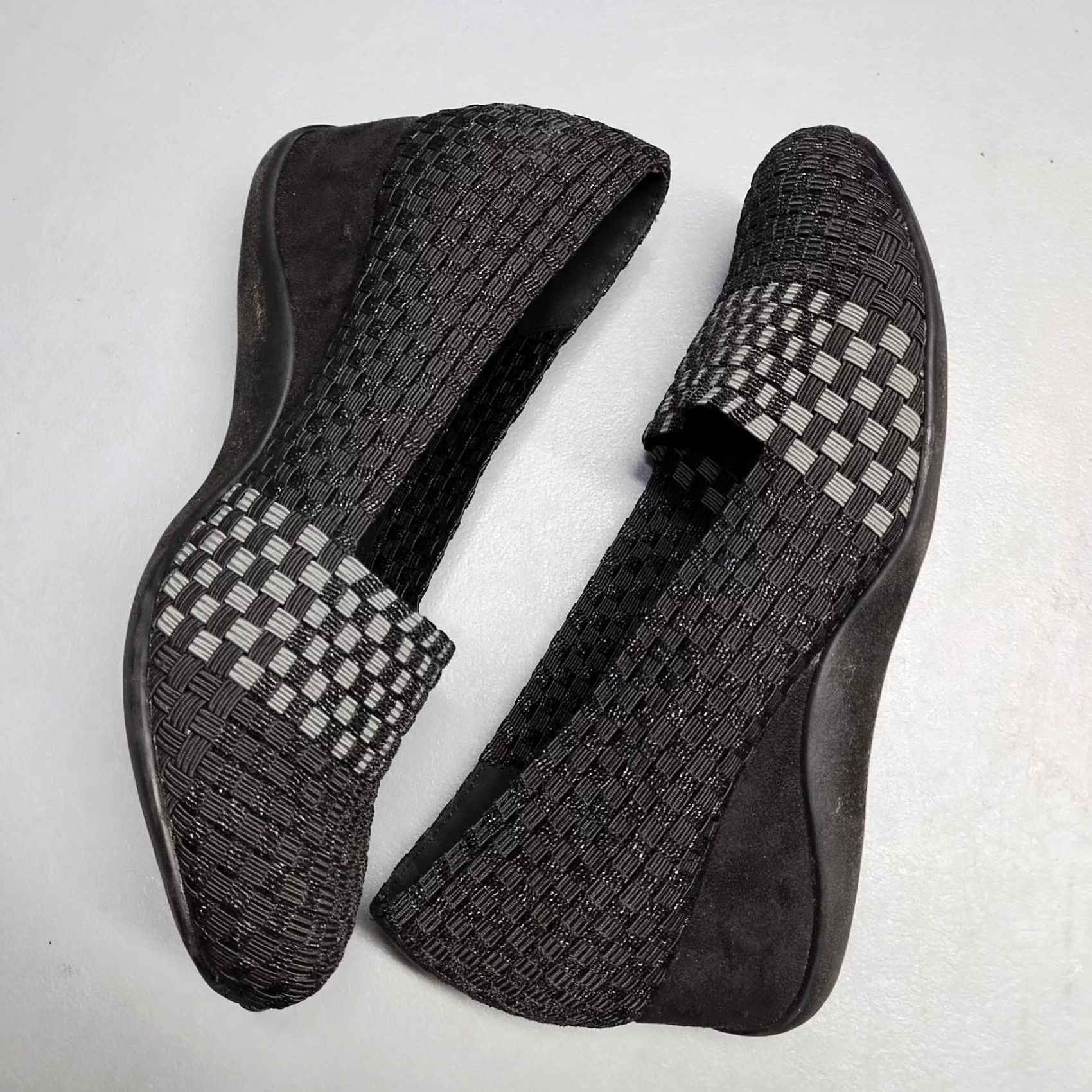 ALEXIS Zee Alexis Wedge Ballet Flats Womens 8 Black & Gray Stretch Slip On Comfort Flat Shoes Size US 8 / IT 38 - 3 Thumbnail