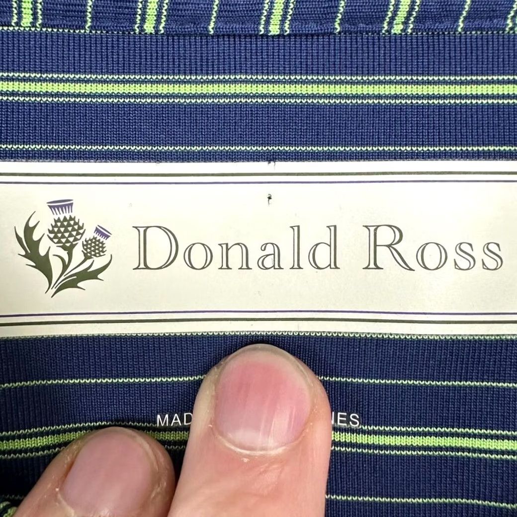 Vintage Donald Ross Polo Shirt Adult Large Navy Green Striped Golf Rugby Mens Size US L / EU 52-54 / 3 - 4 Thumbnail