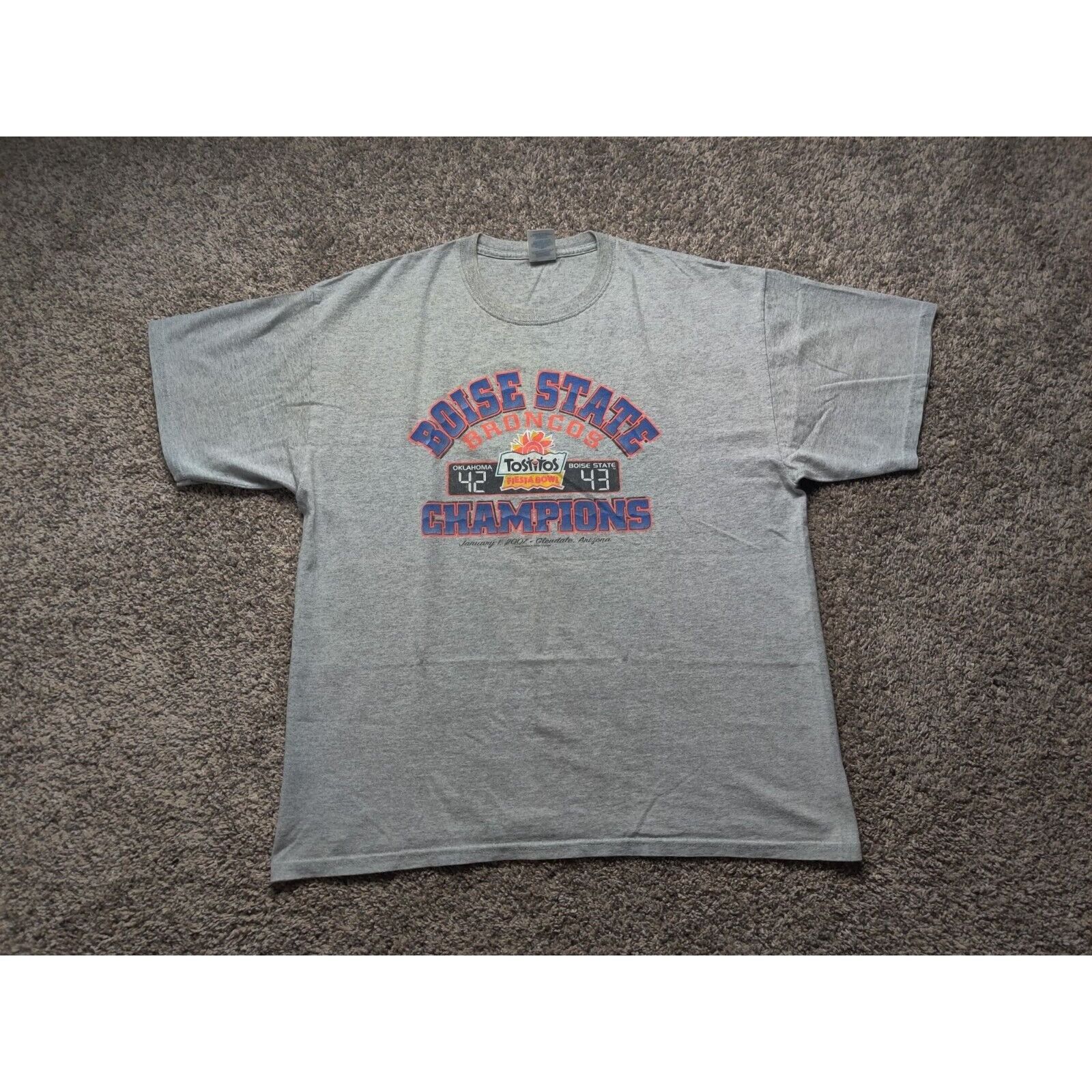 Gildan Boise State Broncos Shirt Adult Mens XL Gray 2007 Champions Size US XL / EU 56 / 4 - 1 Thumbnail