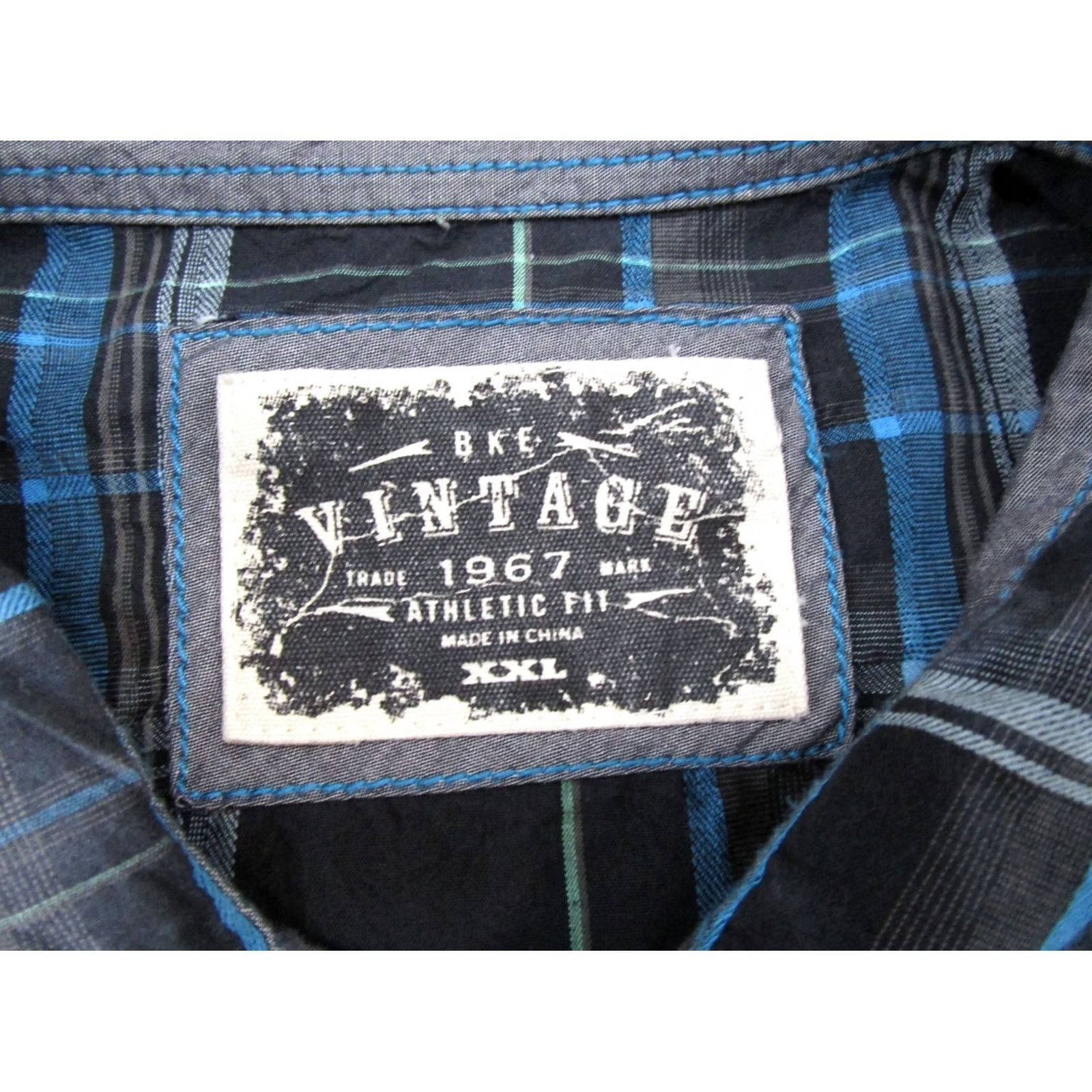 Vintage BKE Men’s Western Athletic Fit Long Sleeve Blue Plaid Pearl Snap Shirt Size 2XL Size US XXL / EU 58 / 5 - 2 Thumbnail