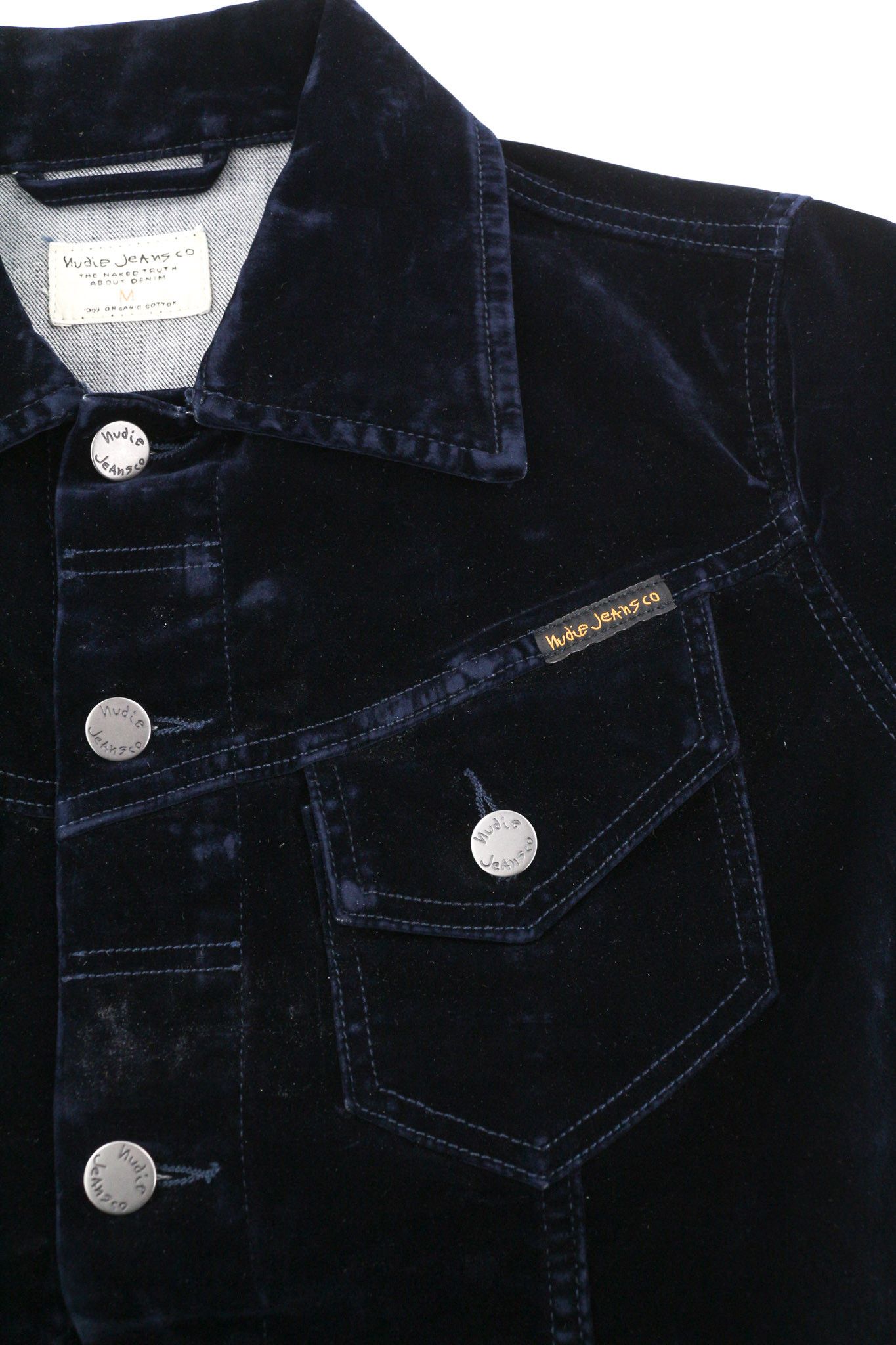 Nudie Jeans TOVE M Blue Velvet Polo Neck Dark Logo Jacket 82422 Size M / US 6-8 / IT 42-44 - 6 Thumbnail