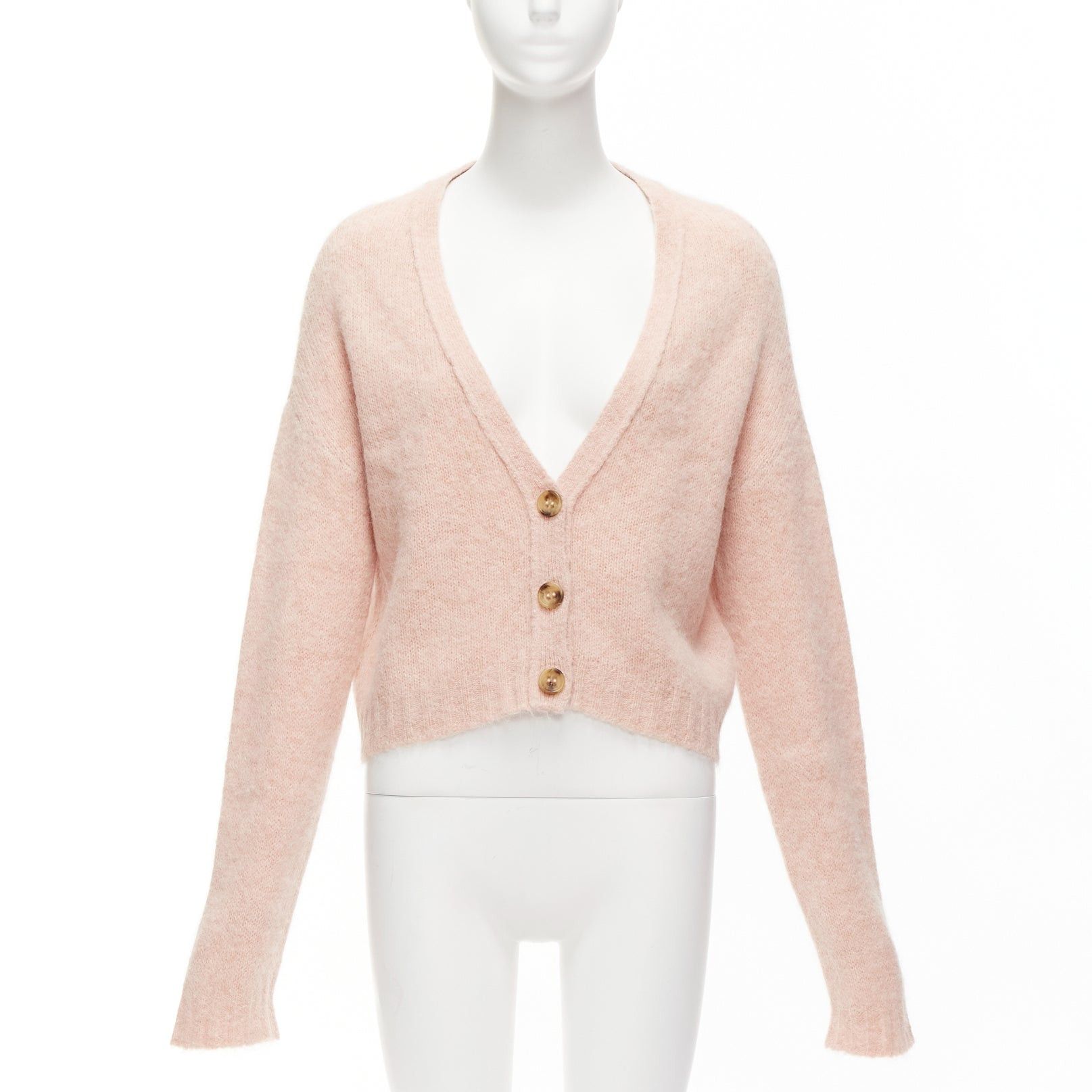 image of Red Valentino Pink Alpaca Blend Horn Button Cardigan Sweater Xs, Women's (Size Small)