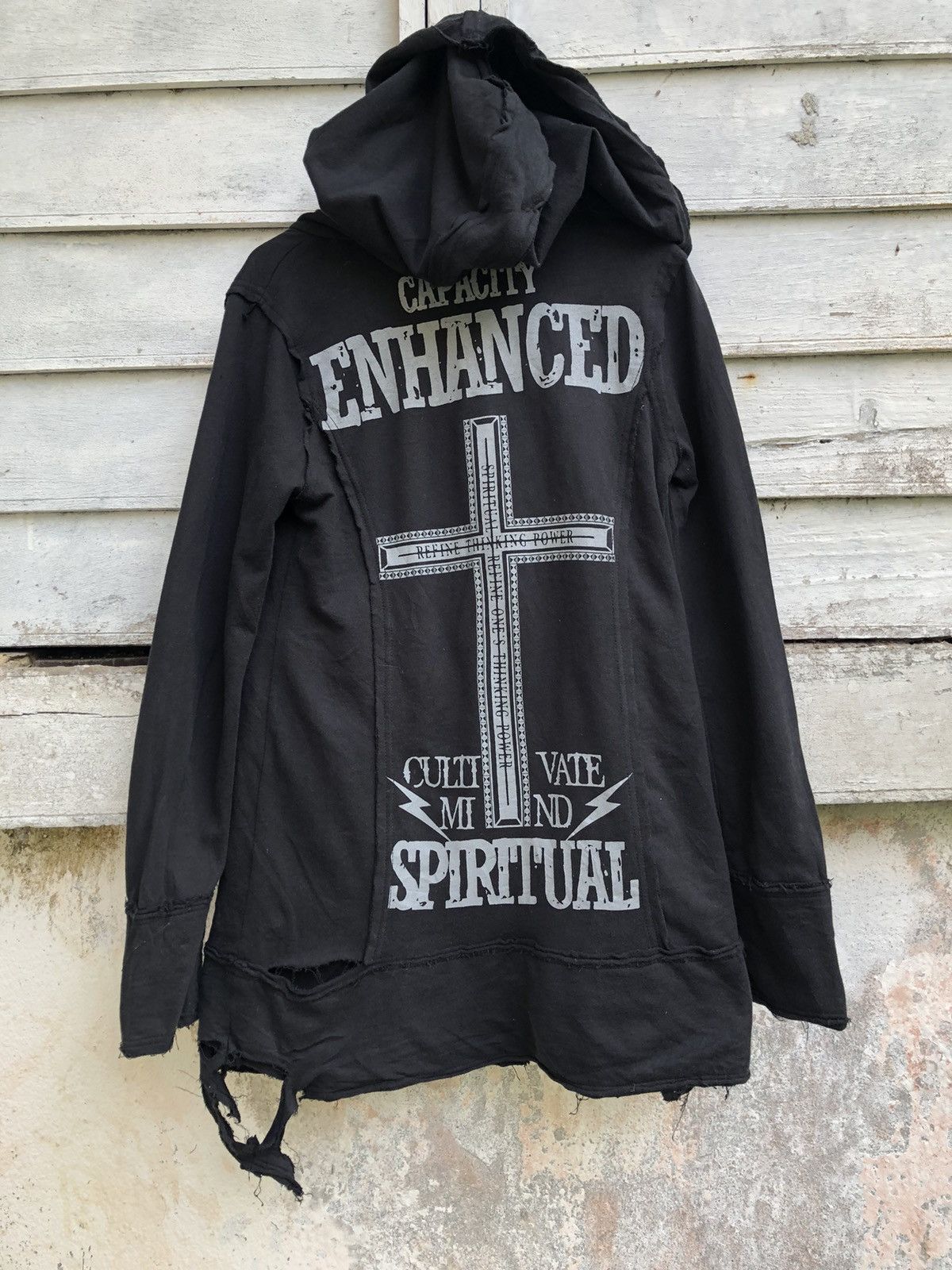 Seditionaries Ghost of Harlem Distressed Cross Anarchy Button Hoodie Size S / US 4 / IT 40 - 2 Thumbnail