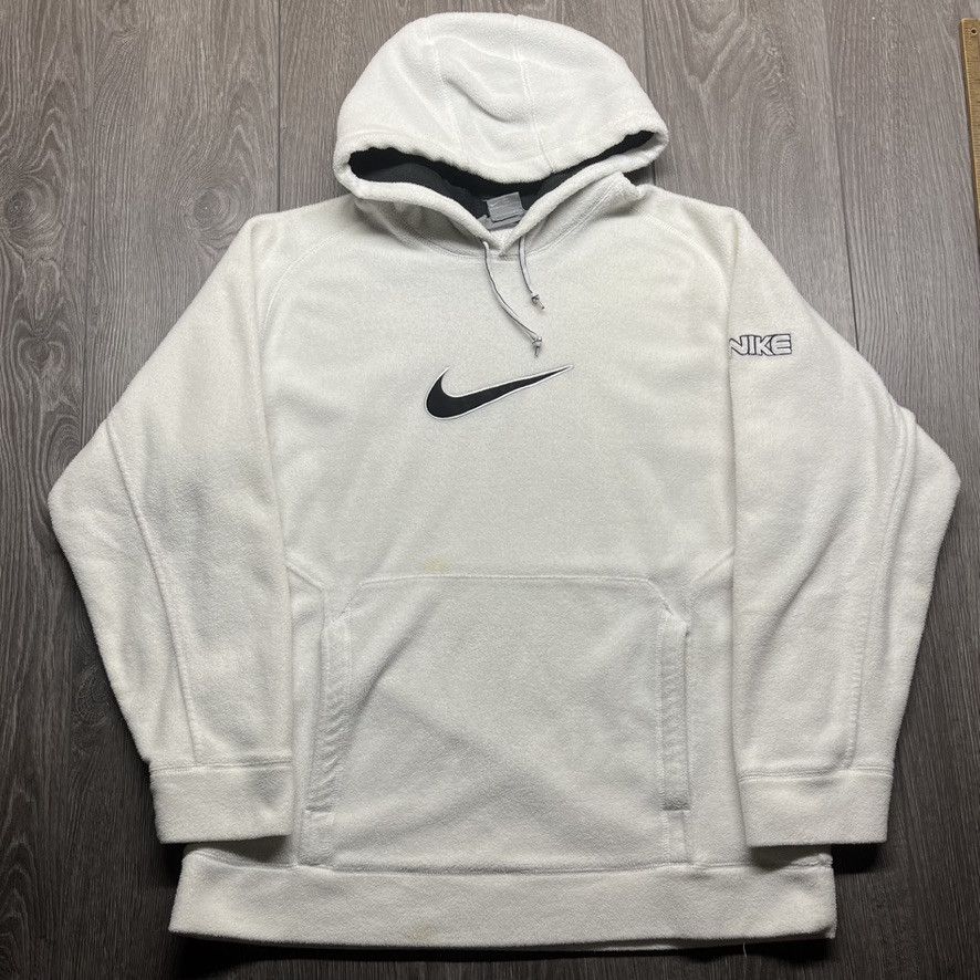 Nike × Vintage Vintage Nike Centre Check 1990s Fleece Hoodie Streetwear Size US L / EU 52-54 / 3 - 1 Thumbnail