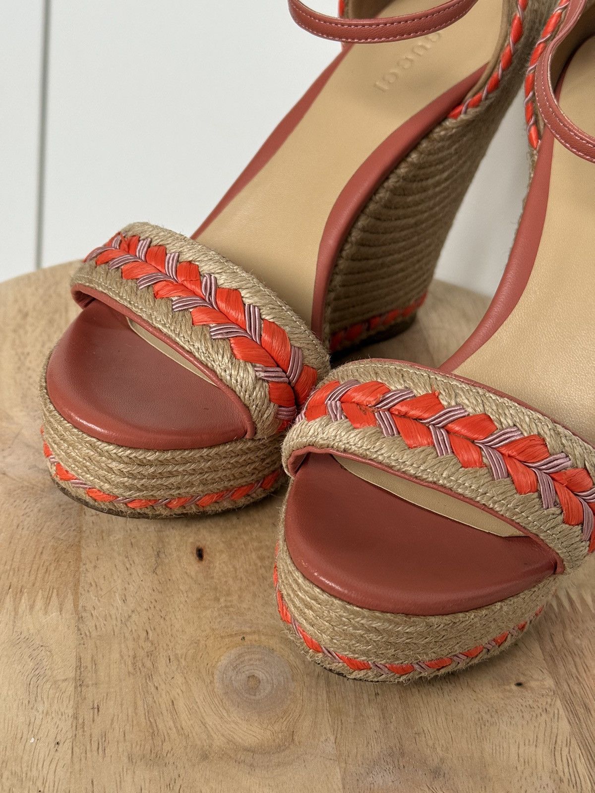 Gucci Gucci Espadrilles Wedges Sandals Coral Orange Size US 7 / IT 37 - 4 Thumbnail