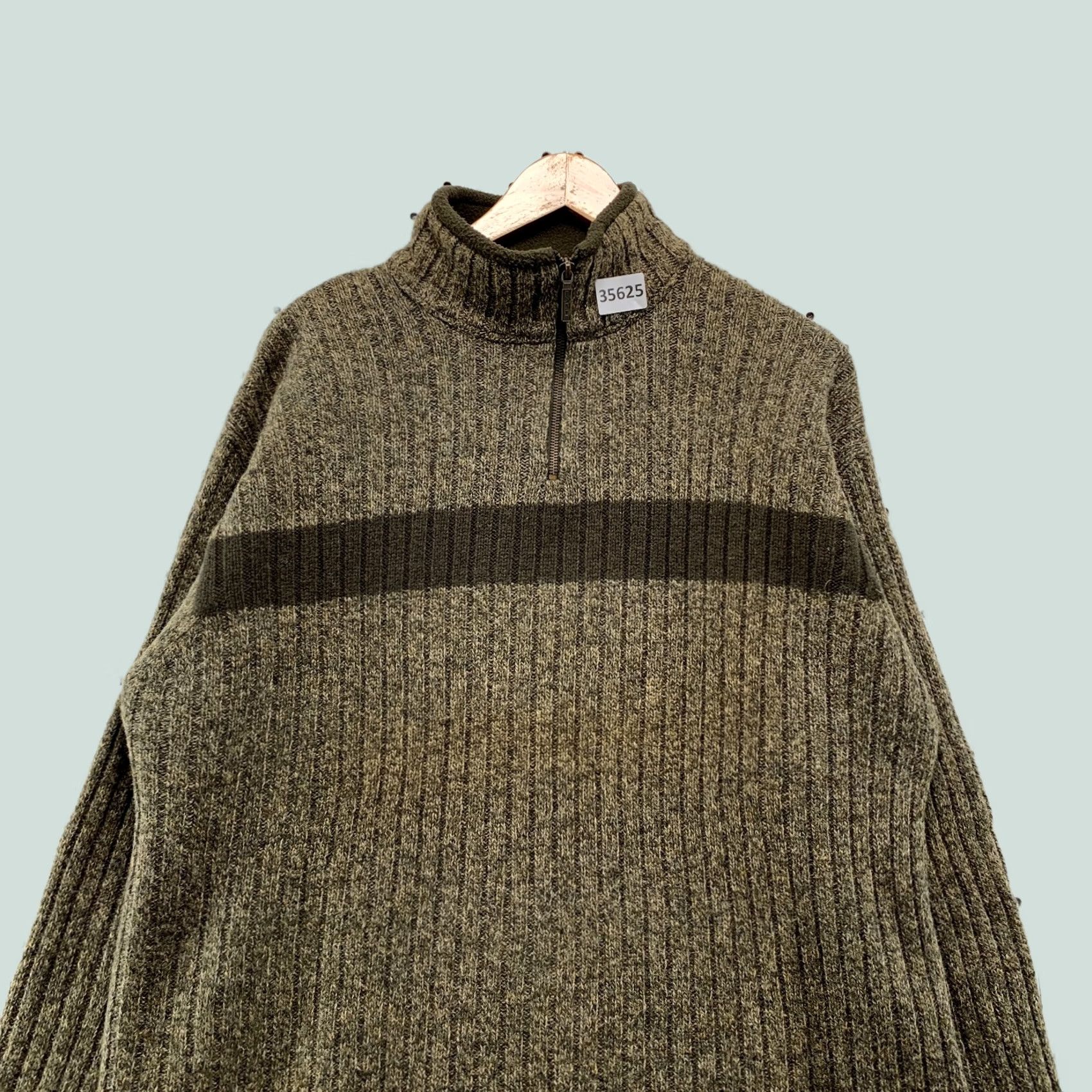 American Eagle Outfitters American Eagle Sweater Mens Medium Brown 1/4 Zip 100% Wool Rib Knit 25x26 Size US M / EU 48-50 / 2 - 1 Thumbnail