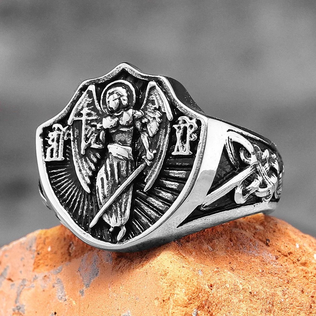 Jewelry St.Michael Religion Amulet Ring Streetwear Fashion Gift Size ONE SIZE - 2 Thumbnail