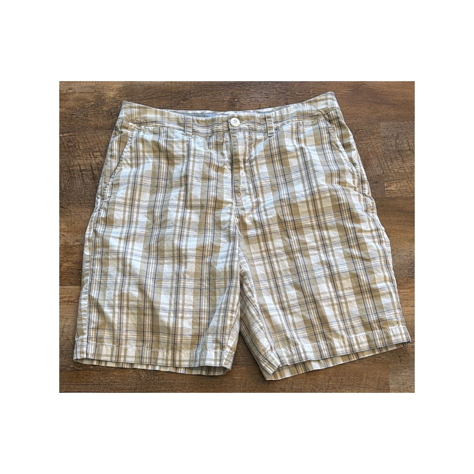 Croft & Barrow Croft & Barrow tan and navy plaid shorts 100% Cotton Sz 32. Size US 32 / EU 48 - 1 Thumbnail