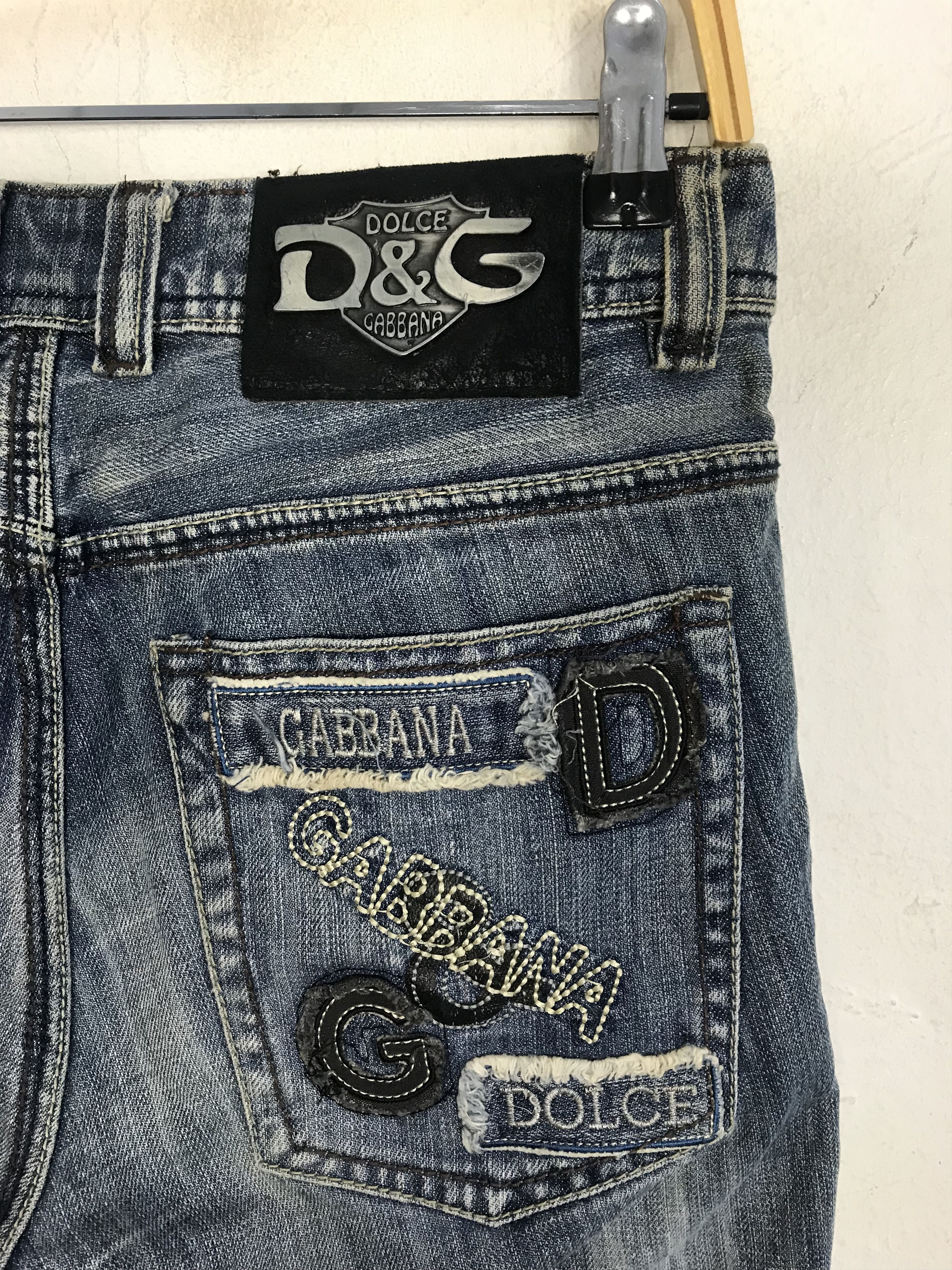 Designer Dolce & Gabbana Italy Denim Pant Embroidery Logo Plaque Size US 29 - 9 Thumbnail