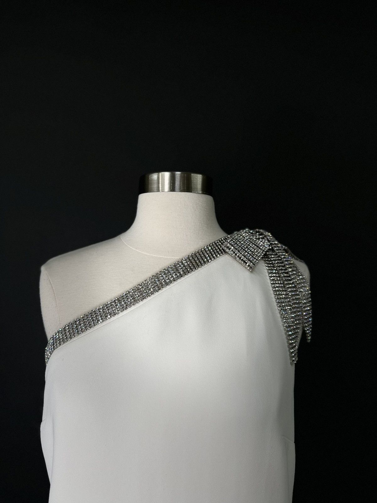 Other US 4&8 ELIE SAAB White Diamante Embellished Crepe Mini Dress Size M / US 6-8 / IT 42-44 - 3 Thumbnail