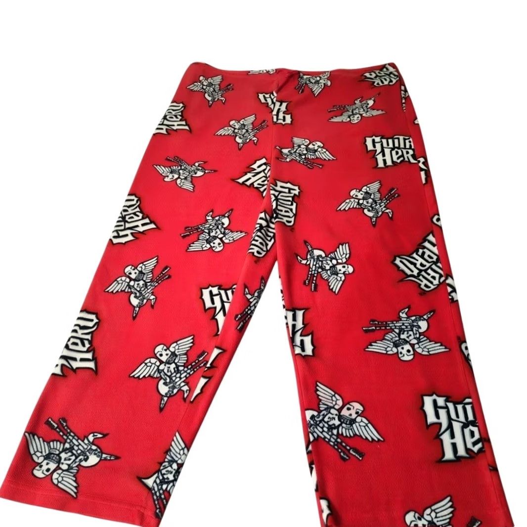 Vintage VINTAGE Guitar Hero Pajama Pants Mens L XL Red Fleece 2008 Activision VTG Gaming Lounge Size US 33 - 3 Thumbnail