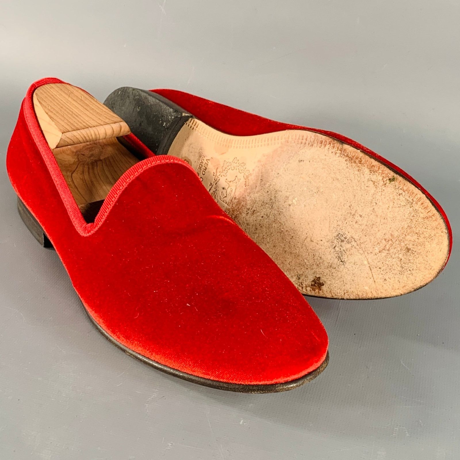 Del Toro DEL TORO Size 8.5 Red Velvet Grosgrain Trim Slip On Loafers Size US 8.5 / EU 41-42 - 5 Thumbnail
