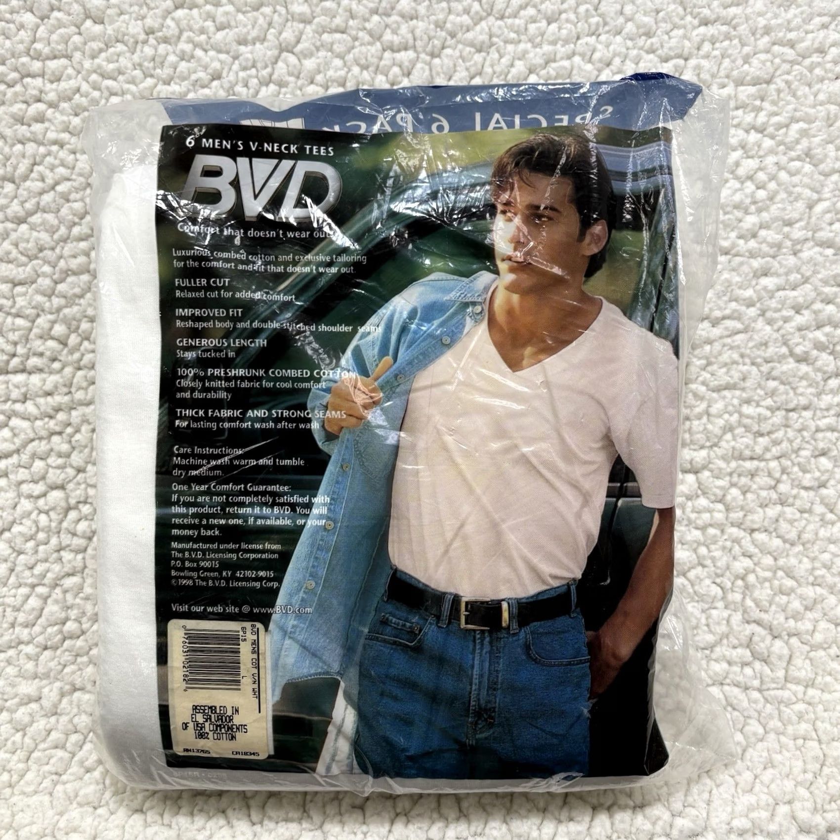 Vintage VINTAGE B.V.D T-Shirt Mens L White 1990s 80s 90s V-Neck Short Sleeve Cotton NOS Unopened Special 6 Pack Regular Fit安心 Size US L / EU 52-54 / 3 - 2 Thumbnail