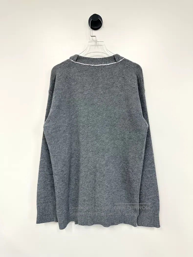 Loewe Loewe Gray Embroidered Logo Wool Knit Cardigan Size M / US 6-8 / IT 42-44 - 2 Thumbnail