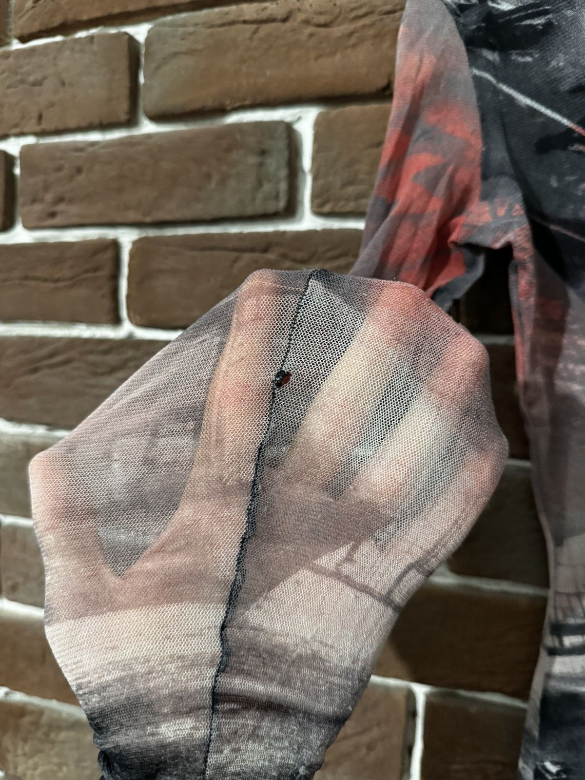 Jean Paul Gaultier Vintage 90s Jean Paul Gaultier Roses Portrait Mesh LS TOP JP Size L / US 10 / IT 46 - 10 Thumbnail