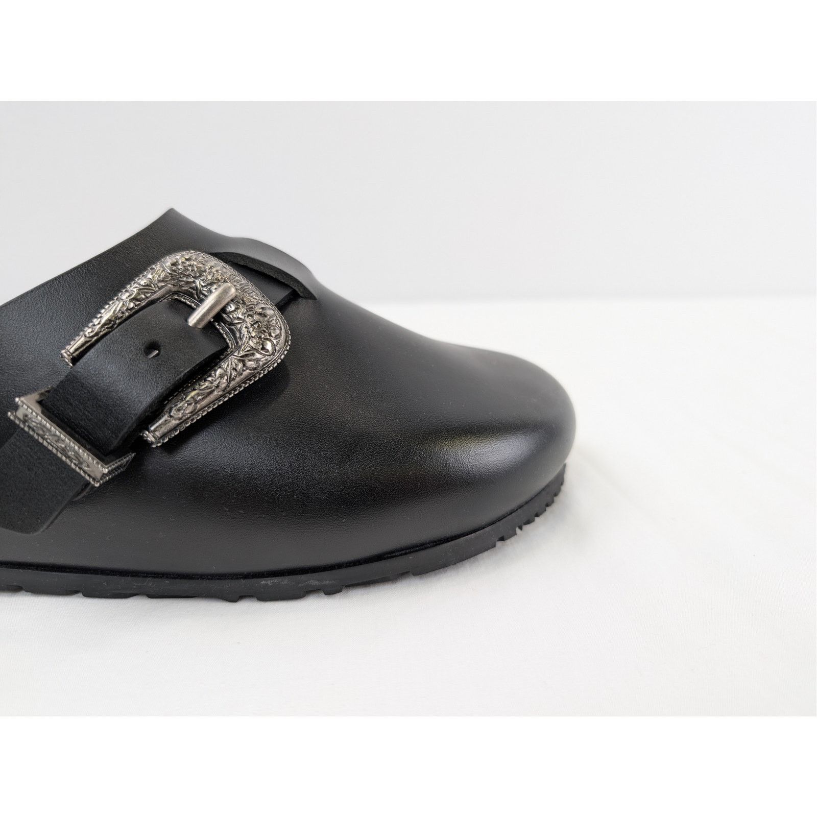 Saint Laurent Paris o1rshd1 Silver Buc San Holster Slipper Sandal in Nero Size US 10 / EU 43 - 4 Thumbnail