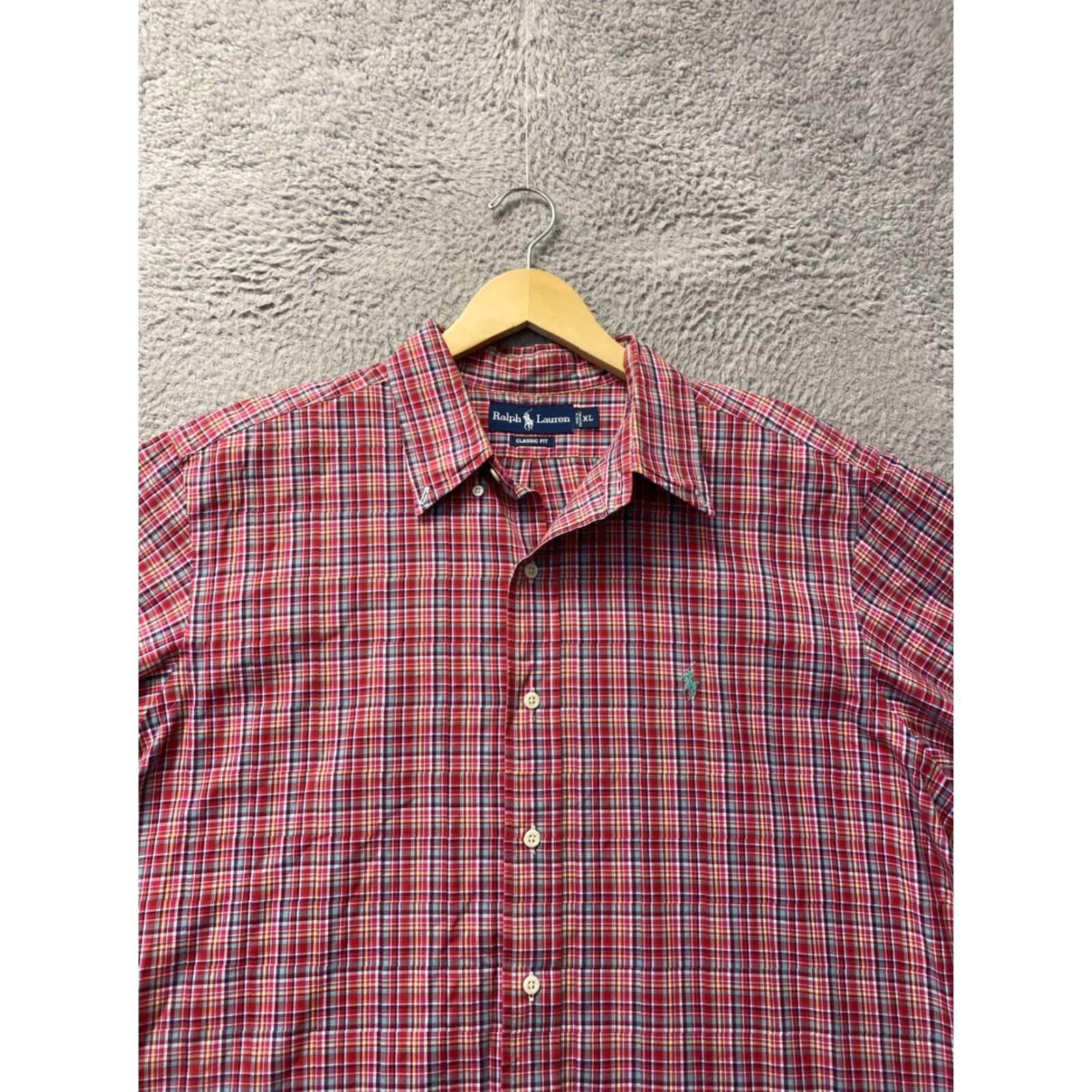 Ralph Lauren Ralph Lauren Button-Down Shirt Mens XL Red Plaid Classic Short Sleeves Polo Pony Logo Embroidered Signature Accent Size US XL / EU 56 / 4 - 3 Thumbnail