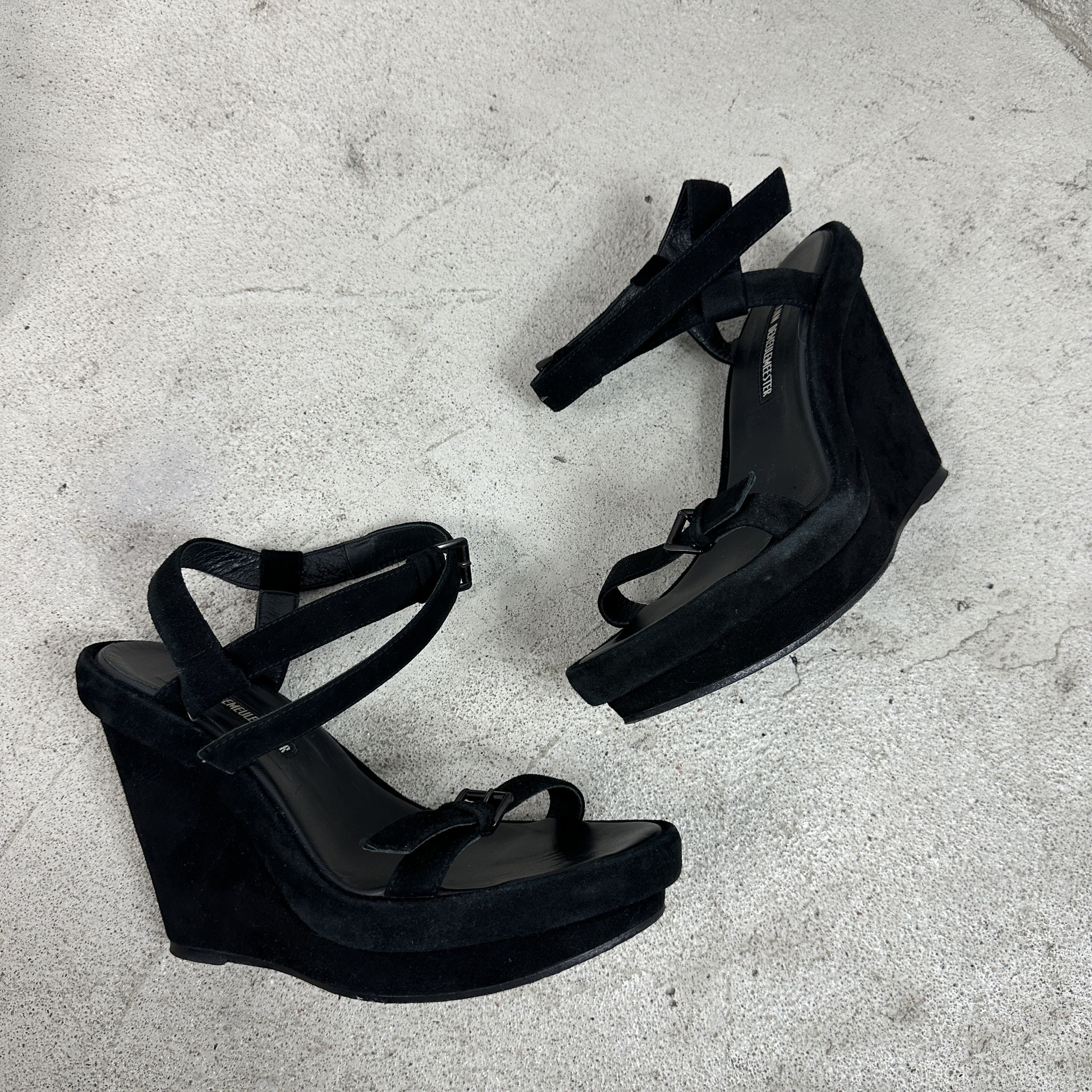 Ann Demeulemeester × Vintage Vintage Avant Garde Leather Wedge Suede Sandals Size US 8 / IT 38 - 11 Thumbnail