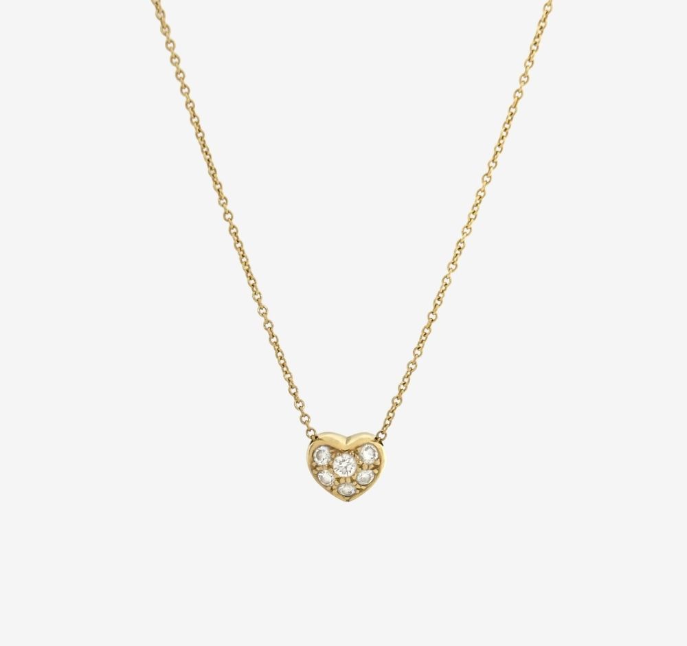Pave Diamond Heart Necklace Yellow Gold, Women's