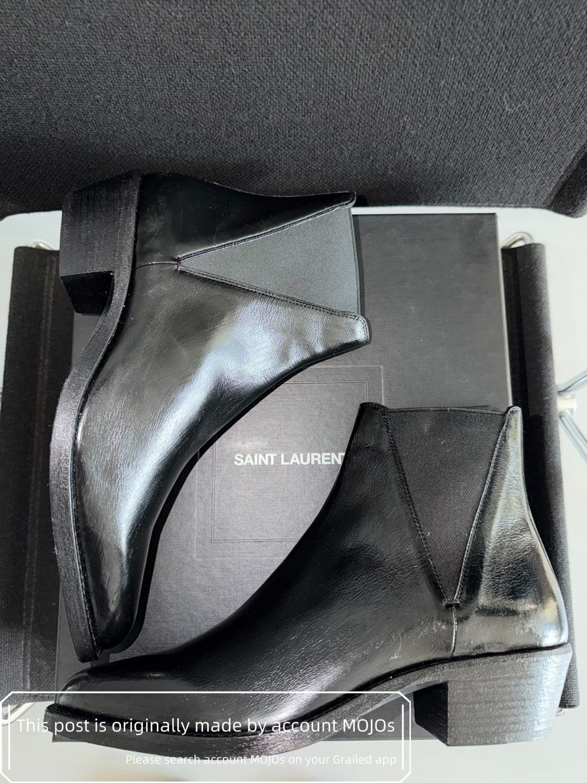 Saint Laurent Paris 19SS Black Ayers Snakeskin 60mm Finn Boots 42