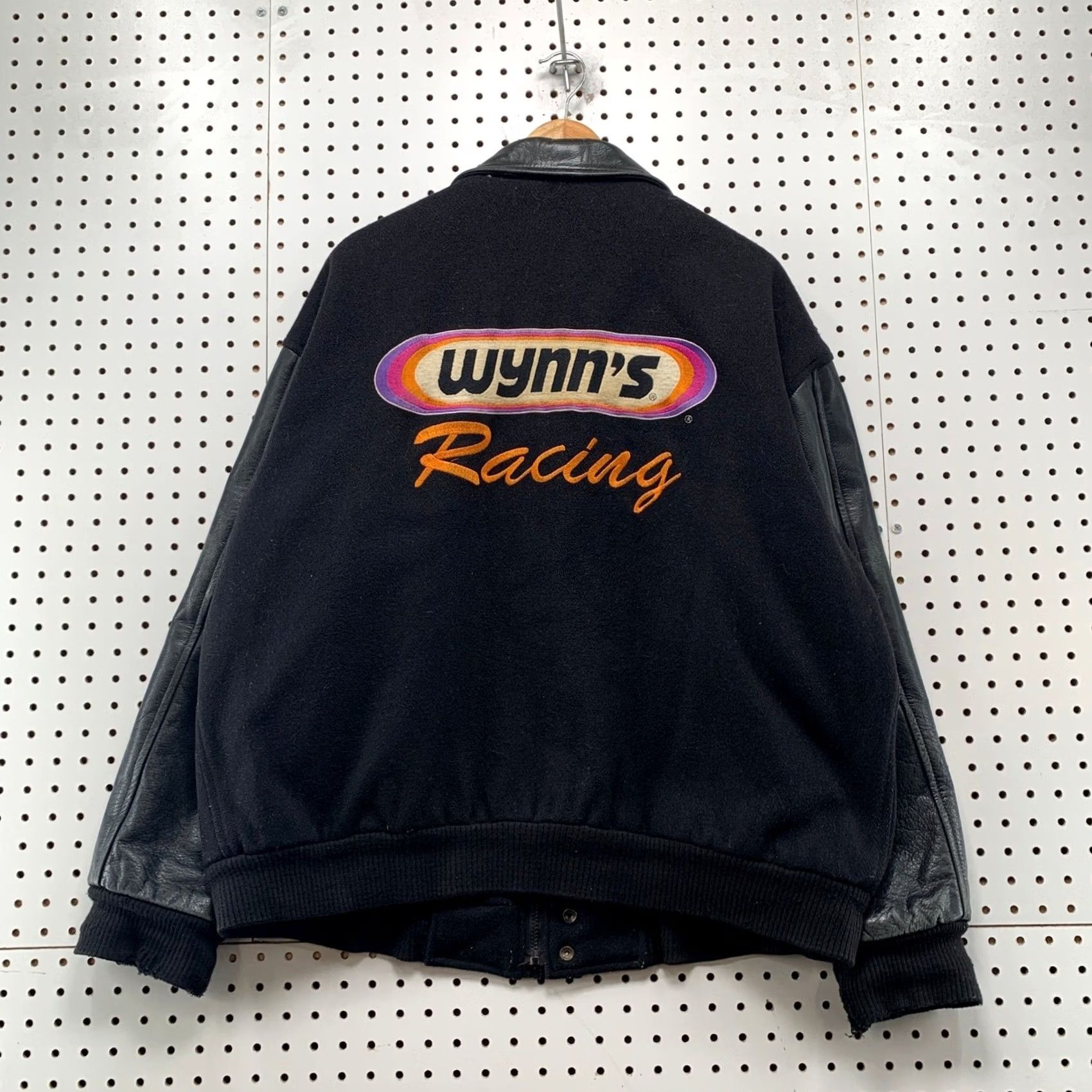 Vintage VINTAGE Saxon Leather Wynns Racing Jacket Mens L Black 90s Wool Varsity Jacket Size US L / EU 52-54 / 3 - 2 Thumbnail