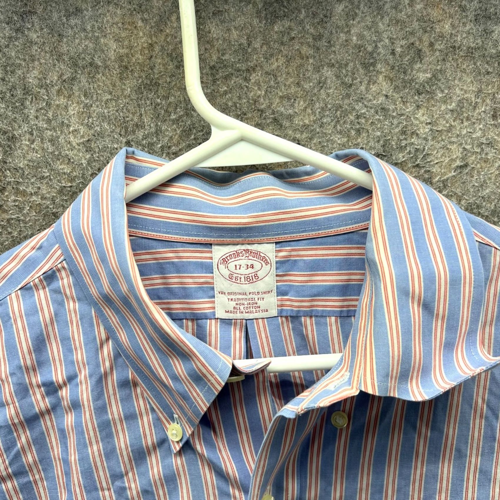 Brooks Brothers Brooks Brothers Shirt Mens 17 34 Button-Down Striped Blue Pink OCBD Size US XL / EU 56 / 4 - 3 Thumbnail