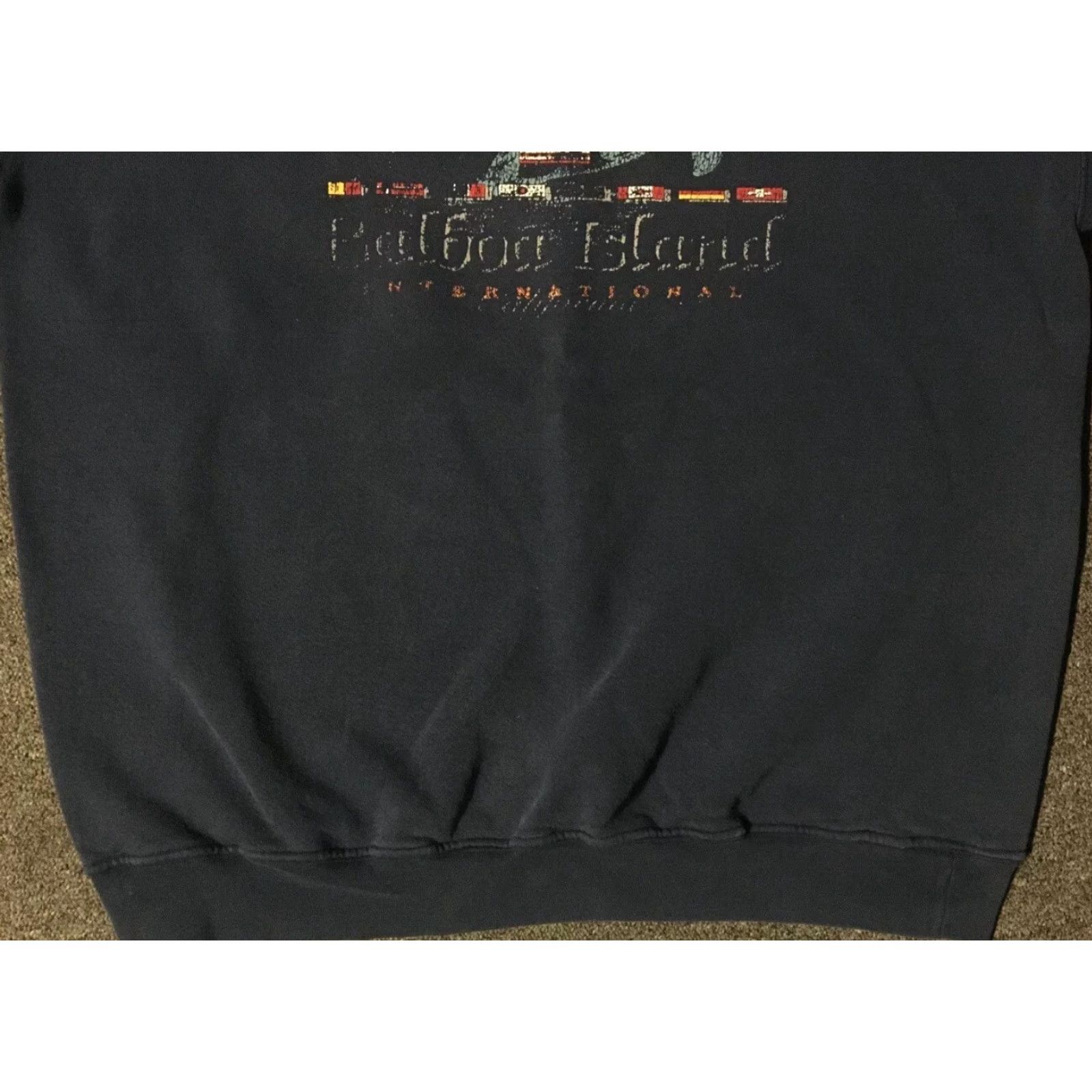 Nautica VINTAGE Balboa Island 90s Faded Spellout Flag Sweatshirt XL Navy Blue Men Pullover Shirt/ Sweatshirt Nautical Grunge USA 80s 90s Style Mens Size US XL / EU 56 / 4 - 3 Thumbnail