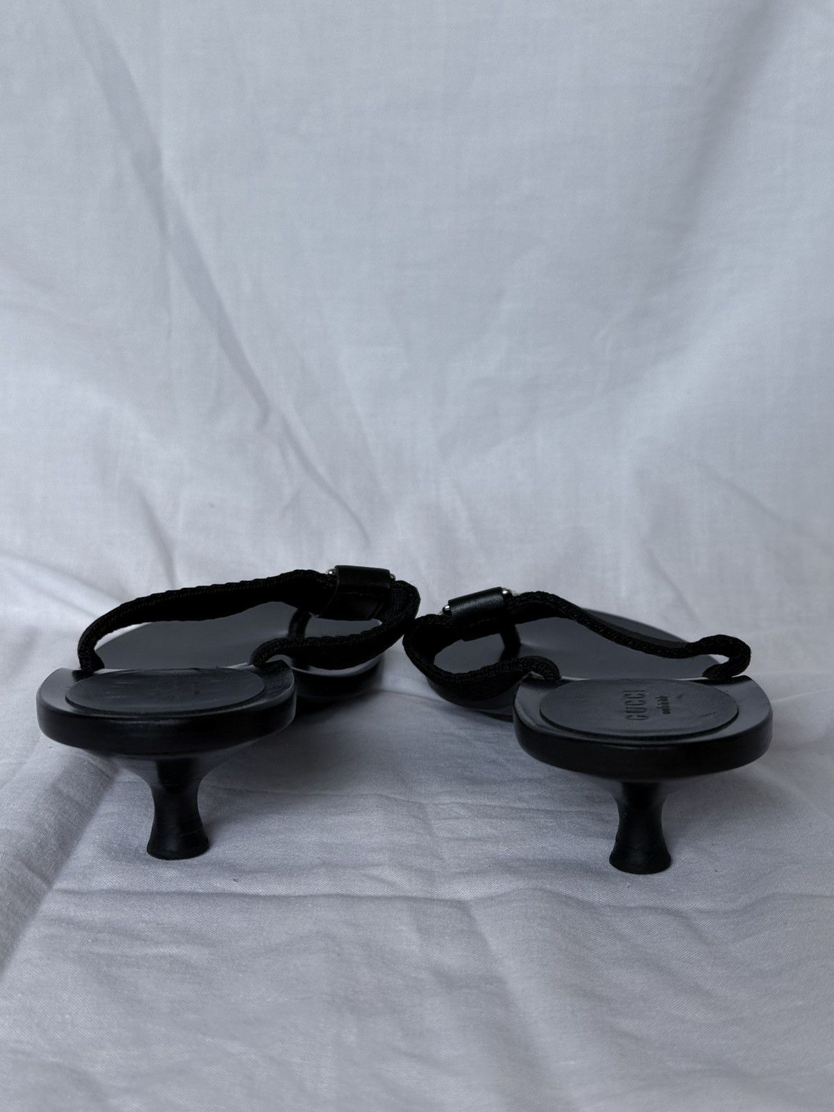 Gucci Gucci Black Interlocking GG Mules Flip Flops Kitten Heels Size US 4.5 / IT 34.5 - 8 Thumbnail
