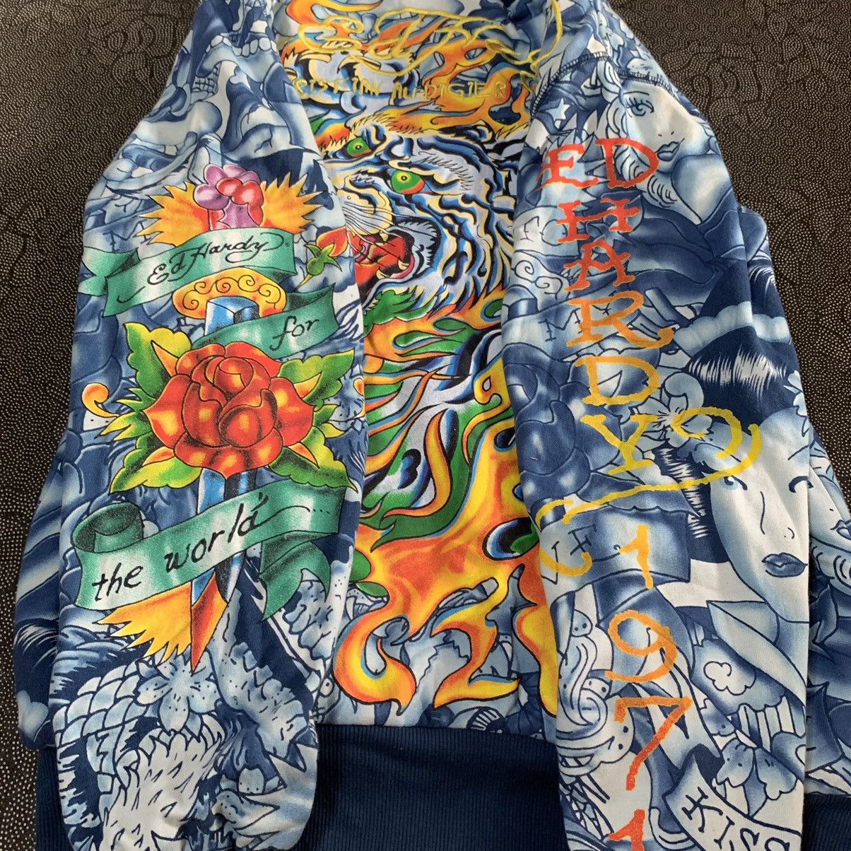 Ed Hardy Rare Ed Hardys Sherpa Zip Hoodie Full Print Oldskuul Art Size US M / EU 48-50 / 2 - 8 Thumbnail