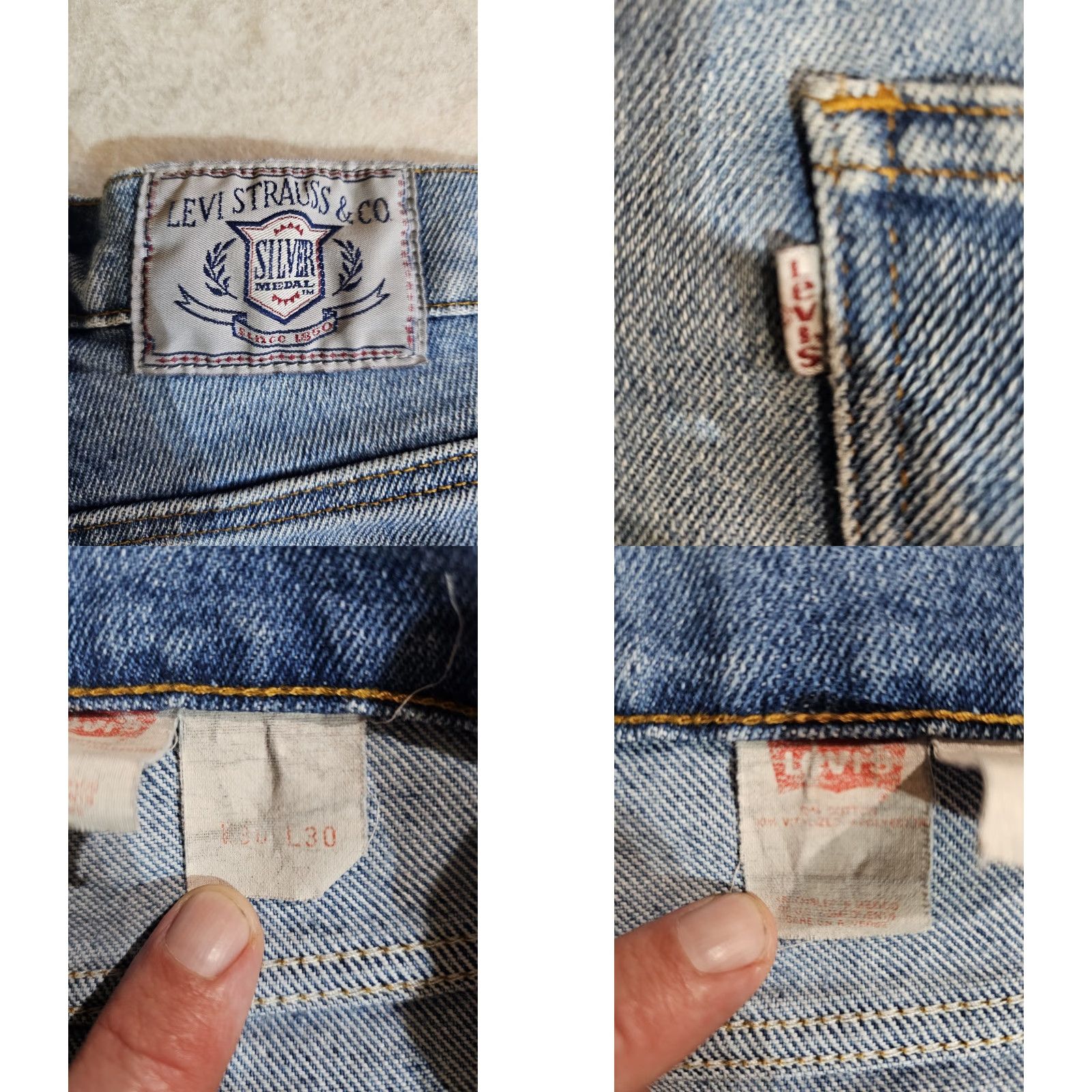 Levi's VINTAGE Levi's Silver Medal Jeans Light Wash Distressed Mens Sz 36x30 Denim Straight 90s Jeans Men Size US 36 / EU 52 - 9 Thumbnail