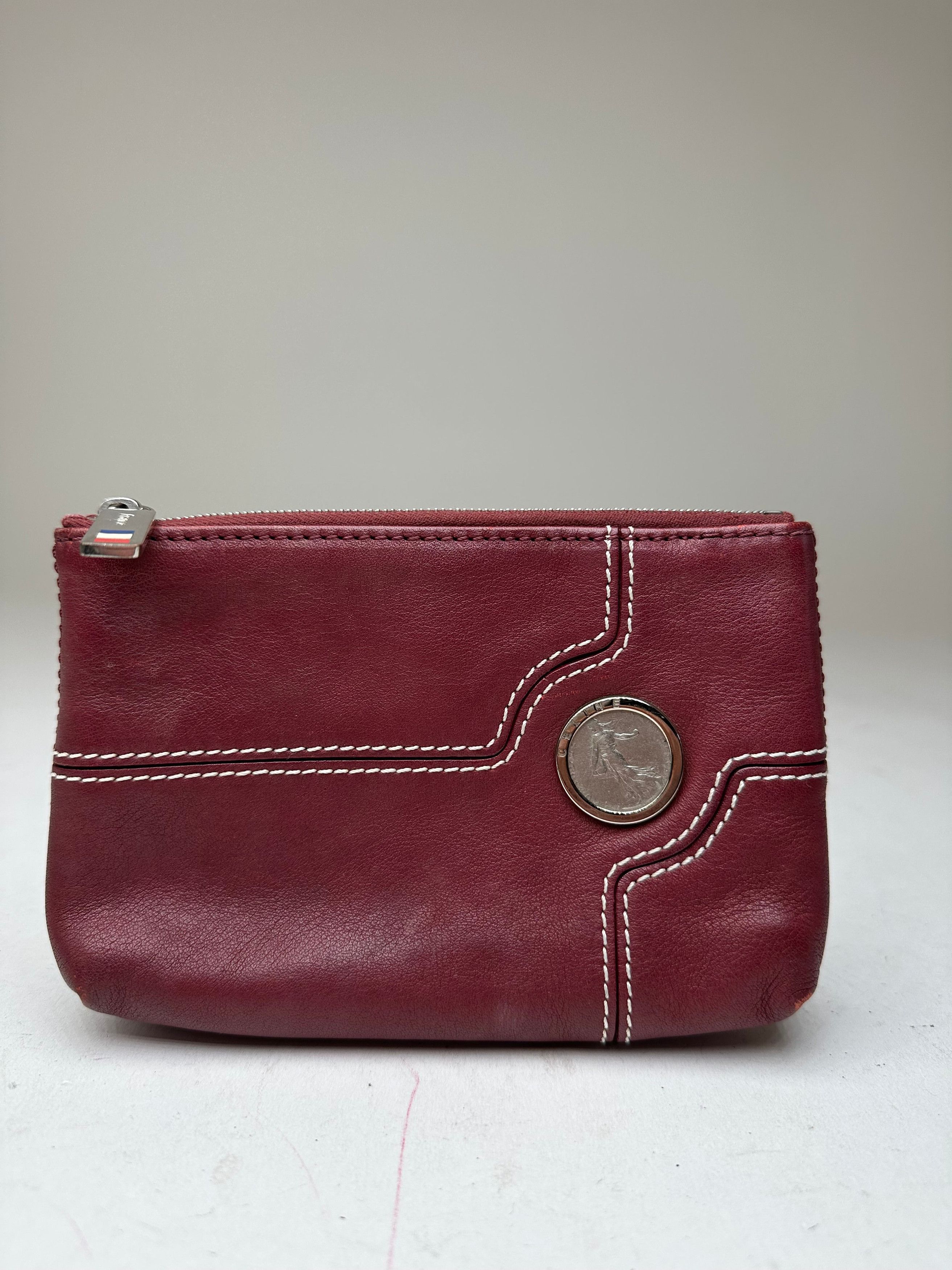 Celine Vintage Leather Zip Pouch Burgundy Size ONE SIZE - 1 Thumbnail