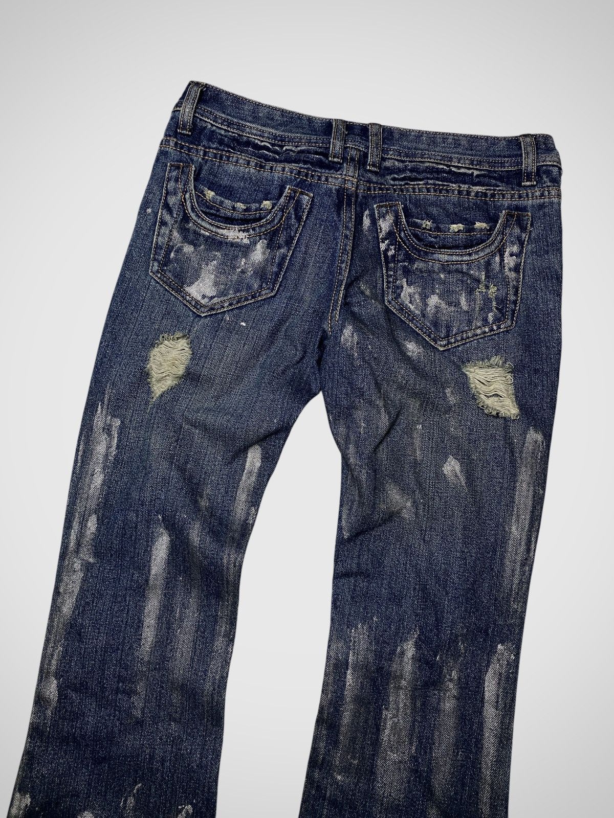 If Six Was Nine 2000's L.A Seawash Waxed Flared Jeans Size US 27 - 5 Thumbnail