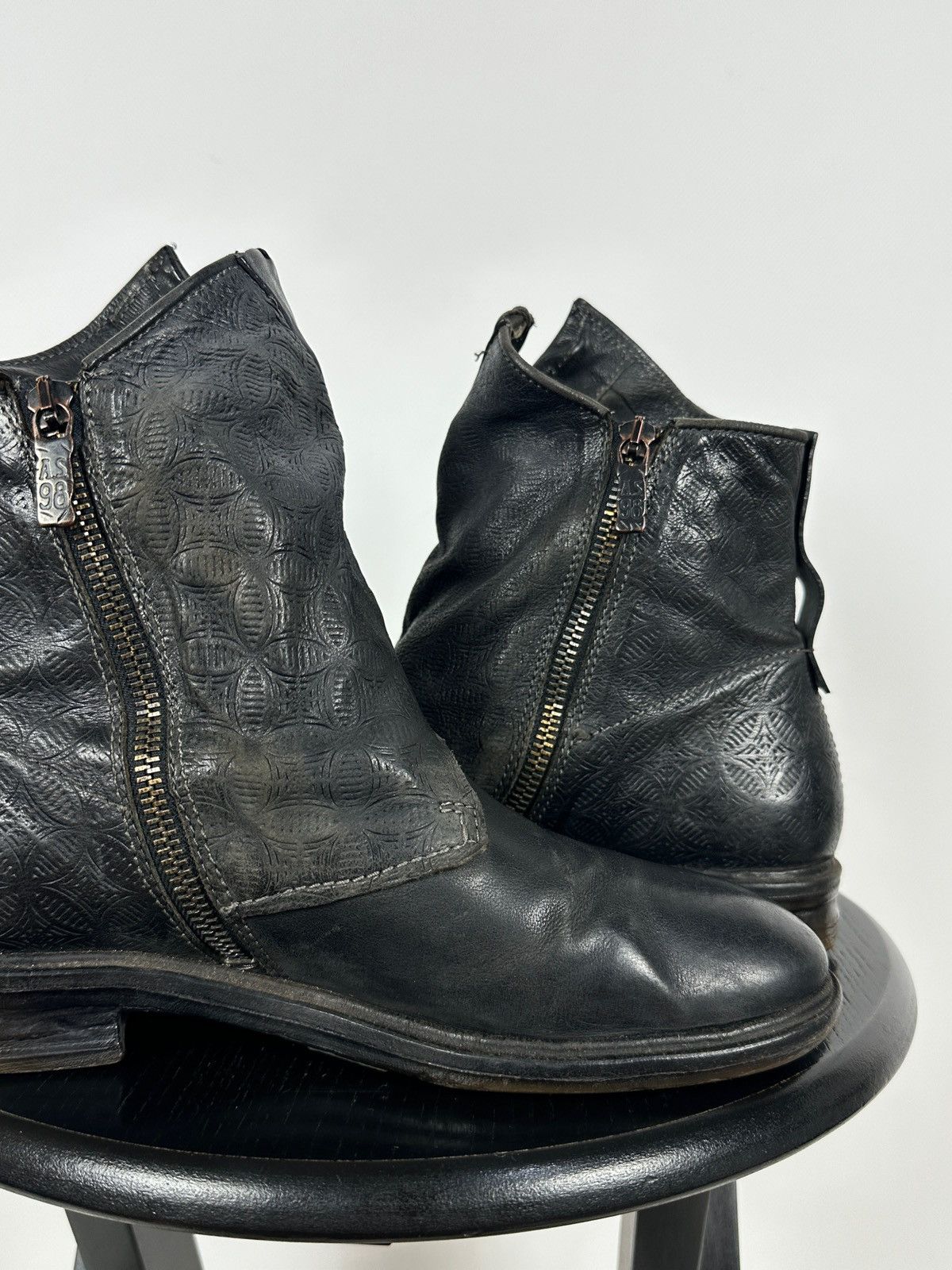A.S.98 A.S.98. Airstep Black Leather Biker Gothic Ankle Boots Size US 9 / IT 39 - 17 Thumbnail