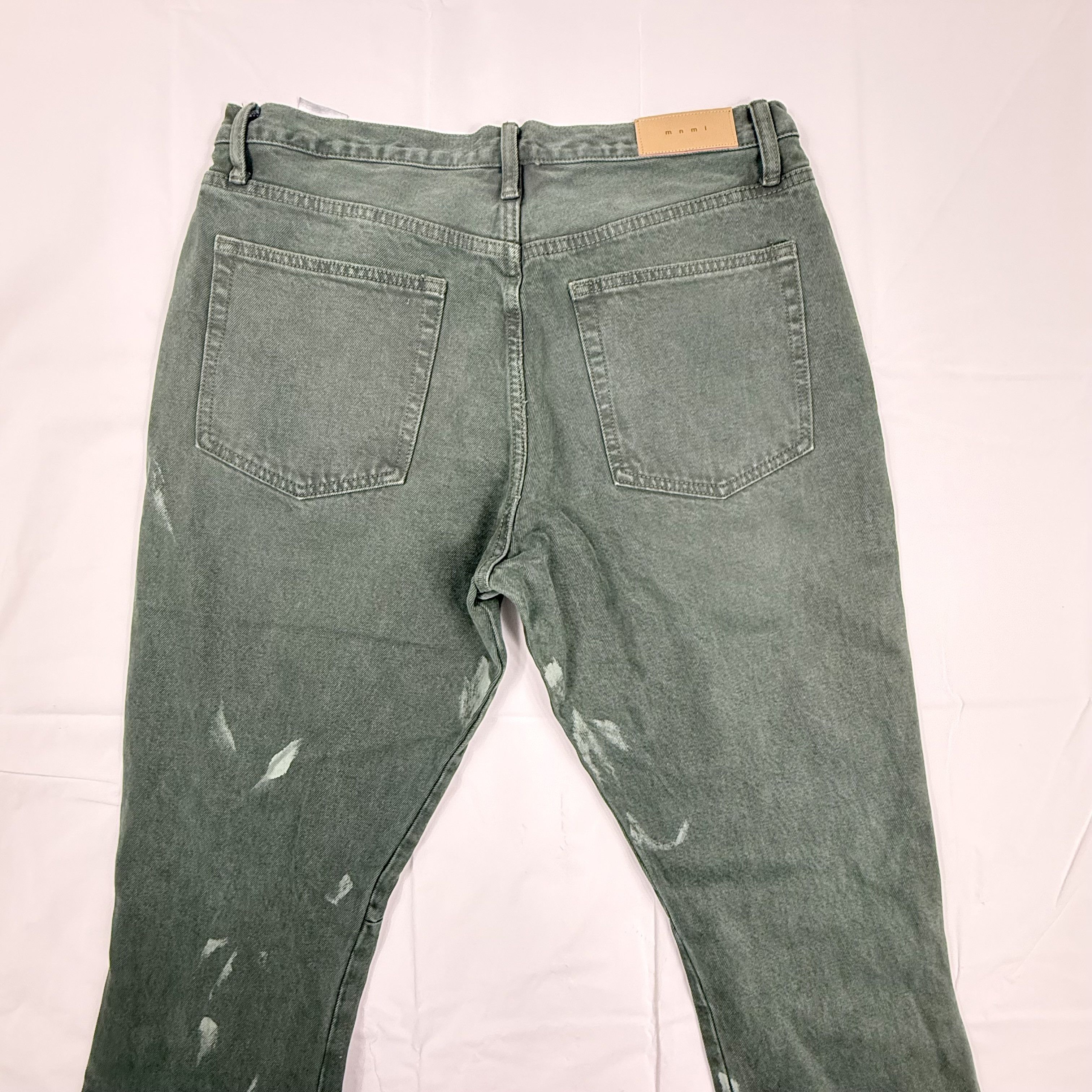 MNML Mnml Mens Green Painted Distressed Raw Hem Jeans Size 34 Size US 34 / EU 50 - 5 Thumbnail