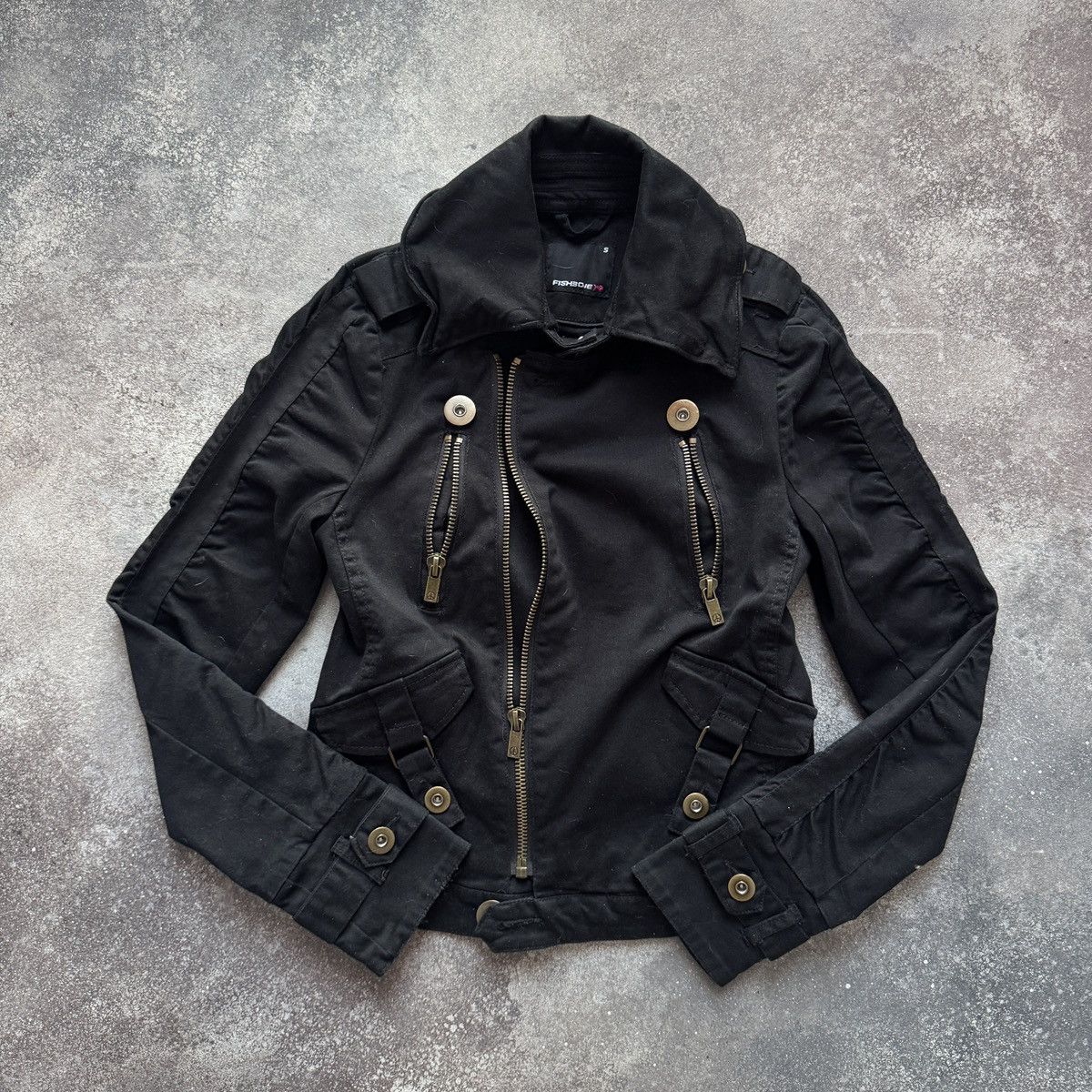 If Six Was Nine Y2K Zip Details Moto Gothic Cropped Jacket Size S / US 4 / IT 40 - 2 Thumbnail
