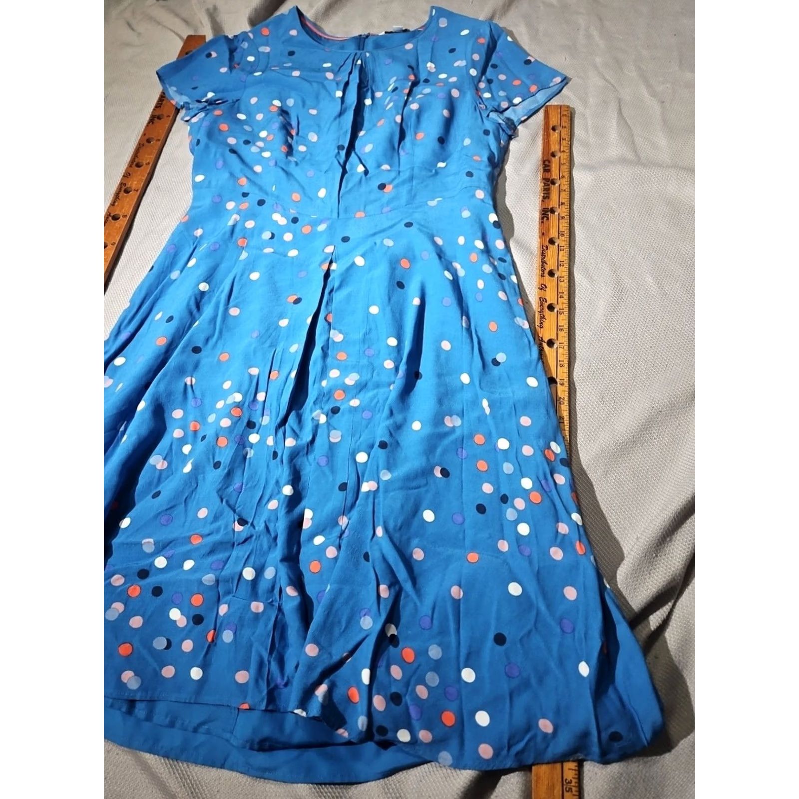 Boden Boden Dress Womens 14L Blue Calissa Multicolor Polka Dot Lined Midi Casual Shirt Womens (Polka Dot) Size XL / US 12-14 / IT 48-50 - 4 Thumbnail