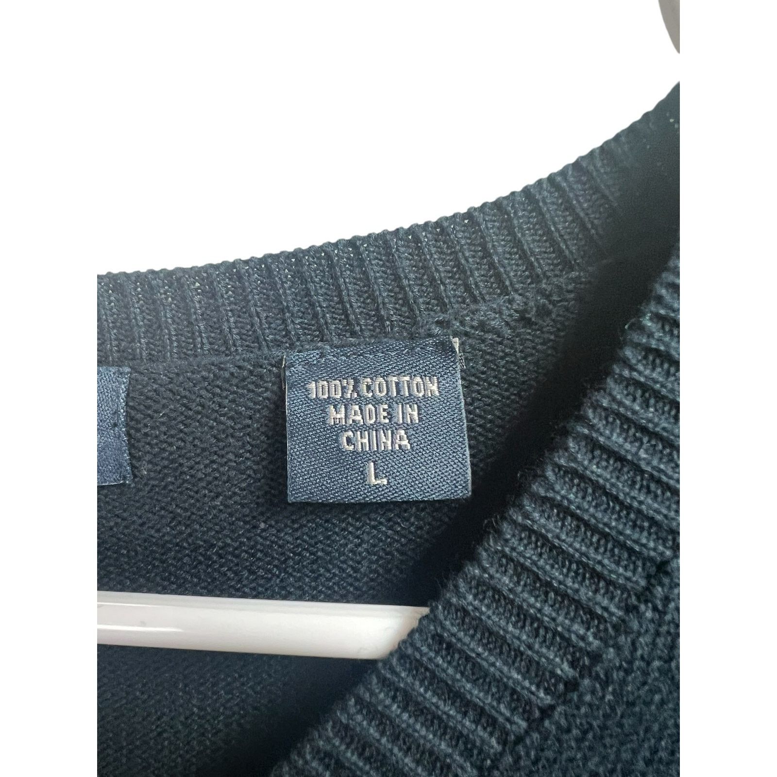 Izod IZOD Men's V-Neck Sweater Navy Blue Large Cotton Size US L / EU 52-54 / 3 - 3 Thumbnail