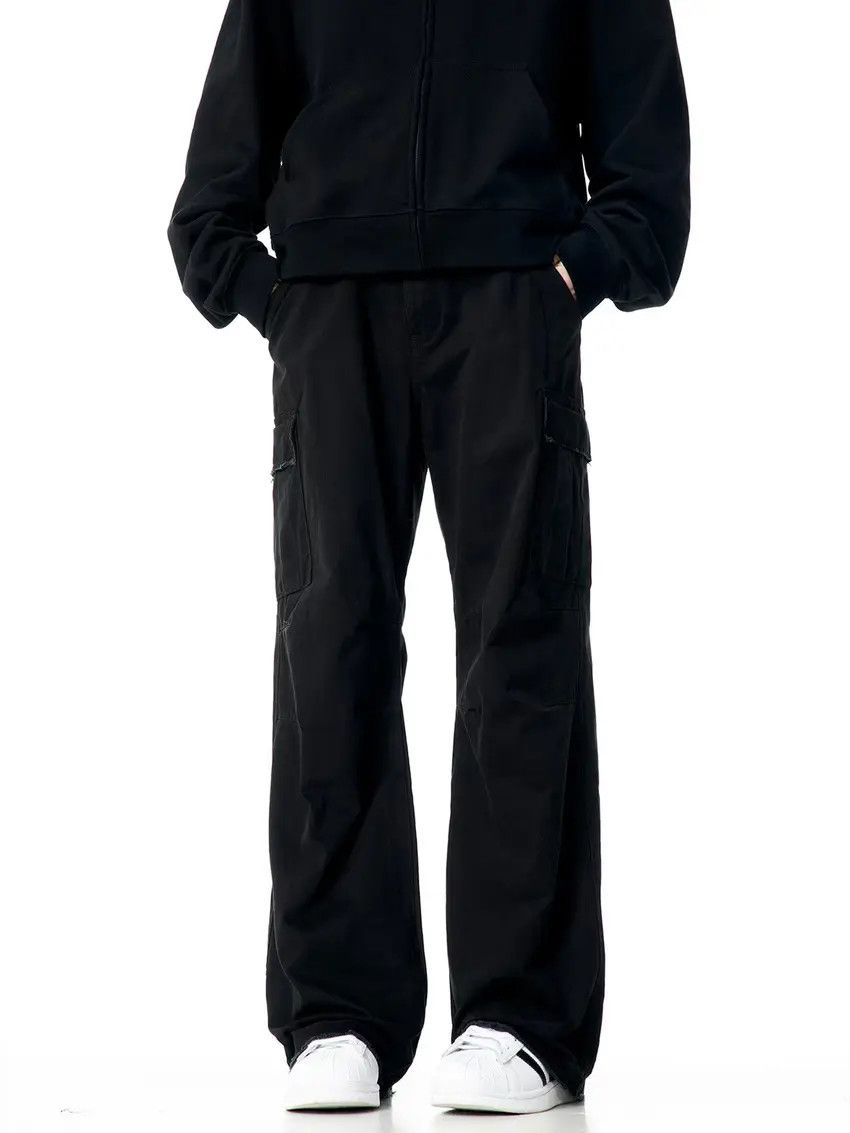 Designer × Japanese Brand Black Washed Baggy Casual Denim Trousers Size US 33 - 1 Thumbnail