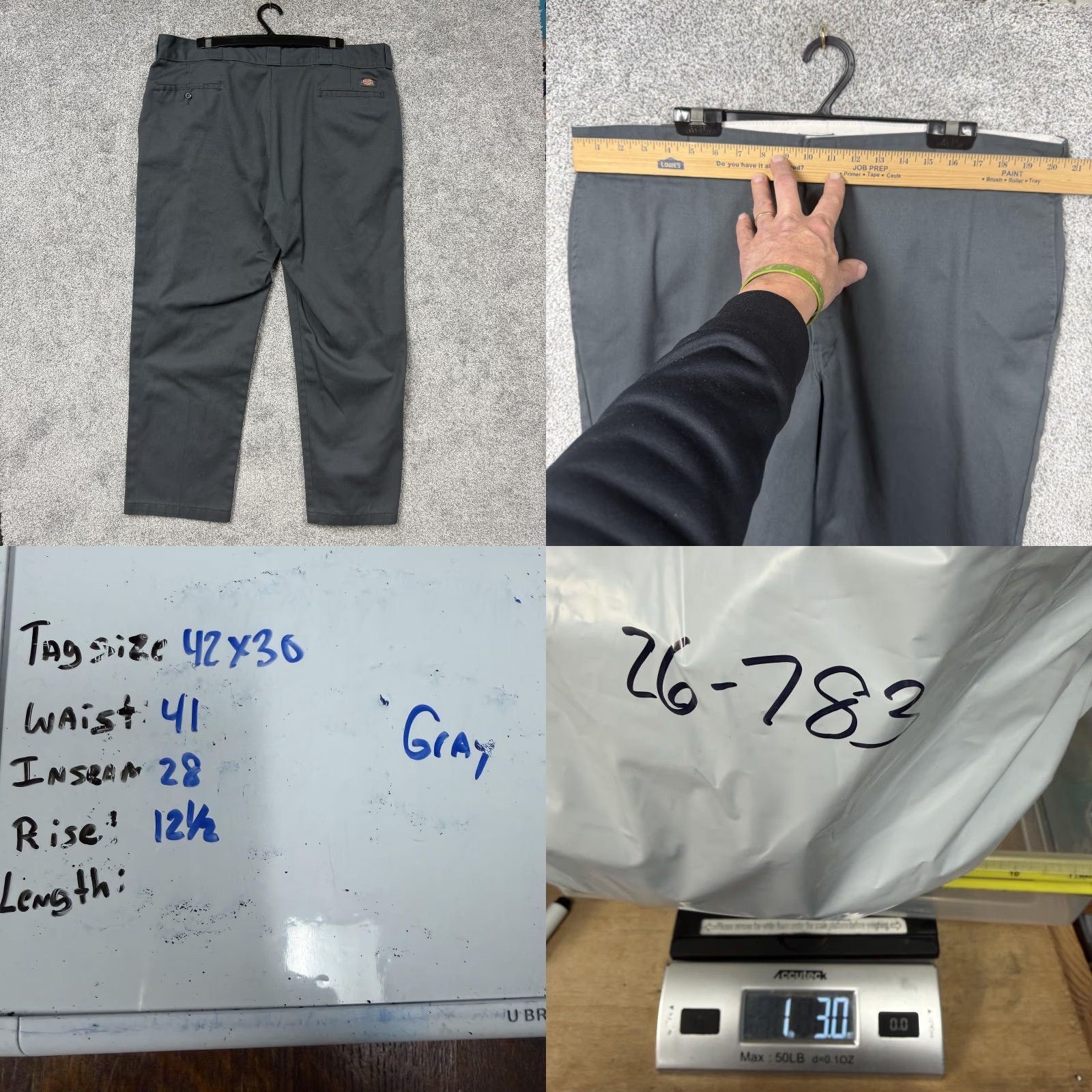 Dickies Dickies 874 Work Pants 42x30 Gray Skater Grunge Baggy Streetwear Indie Gorpcore Mens Size US 41 - 8 Thumbnail