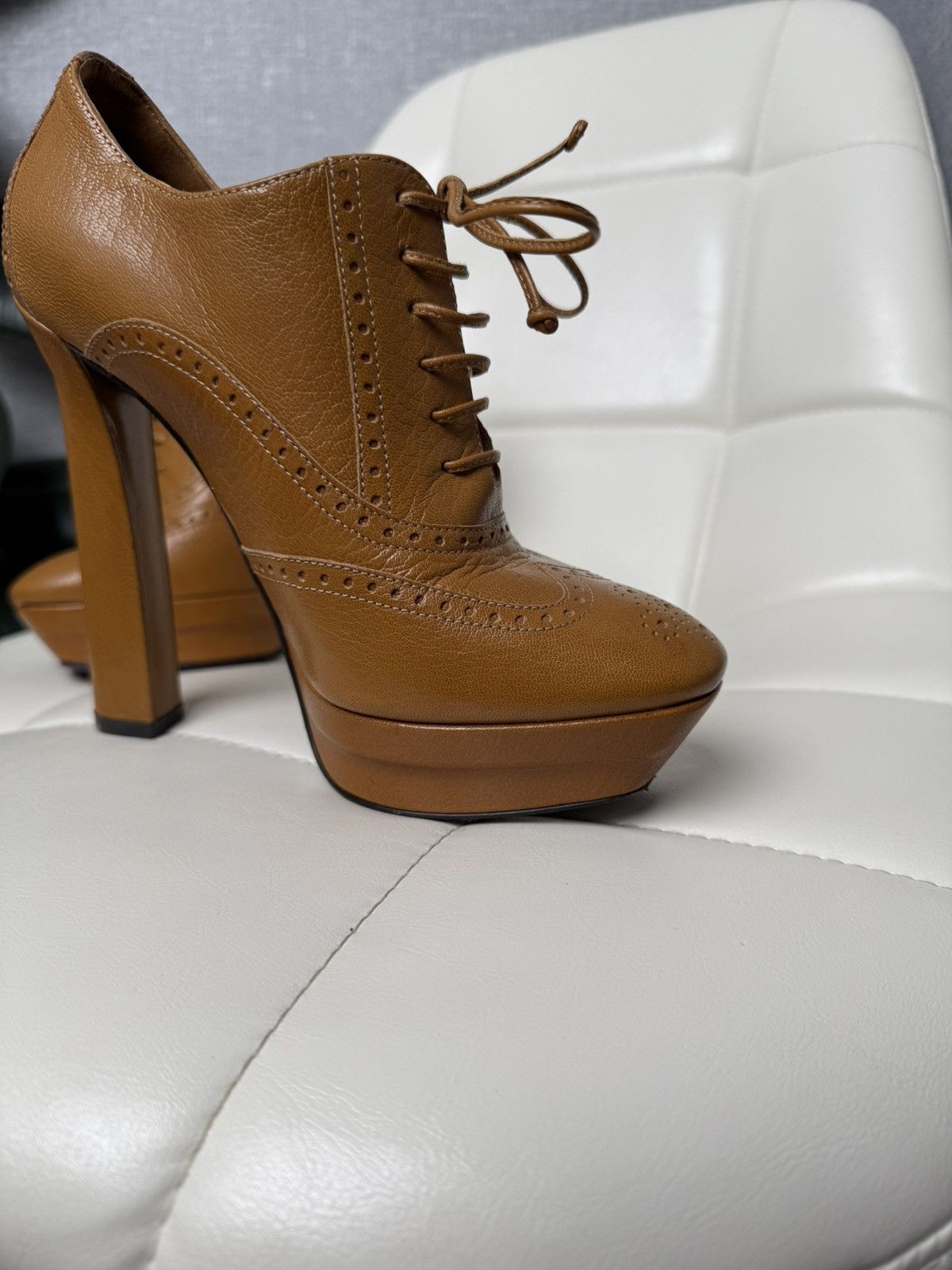 Bottega Veneta Bottega Veneta Leather Lace Up Platform Ankle Booties Heels Size US 7 / IT 37 - 7 Thumbnail