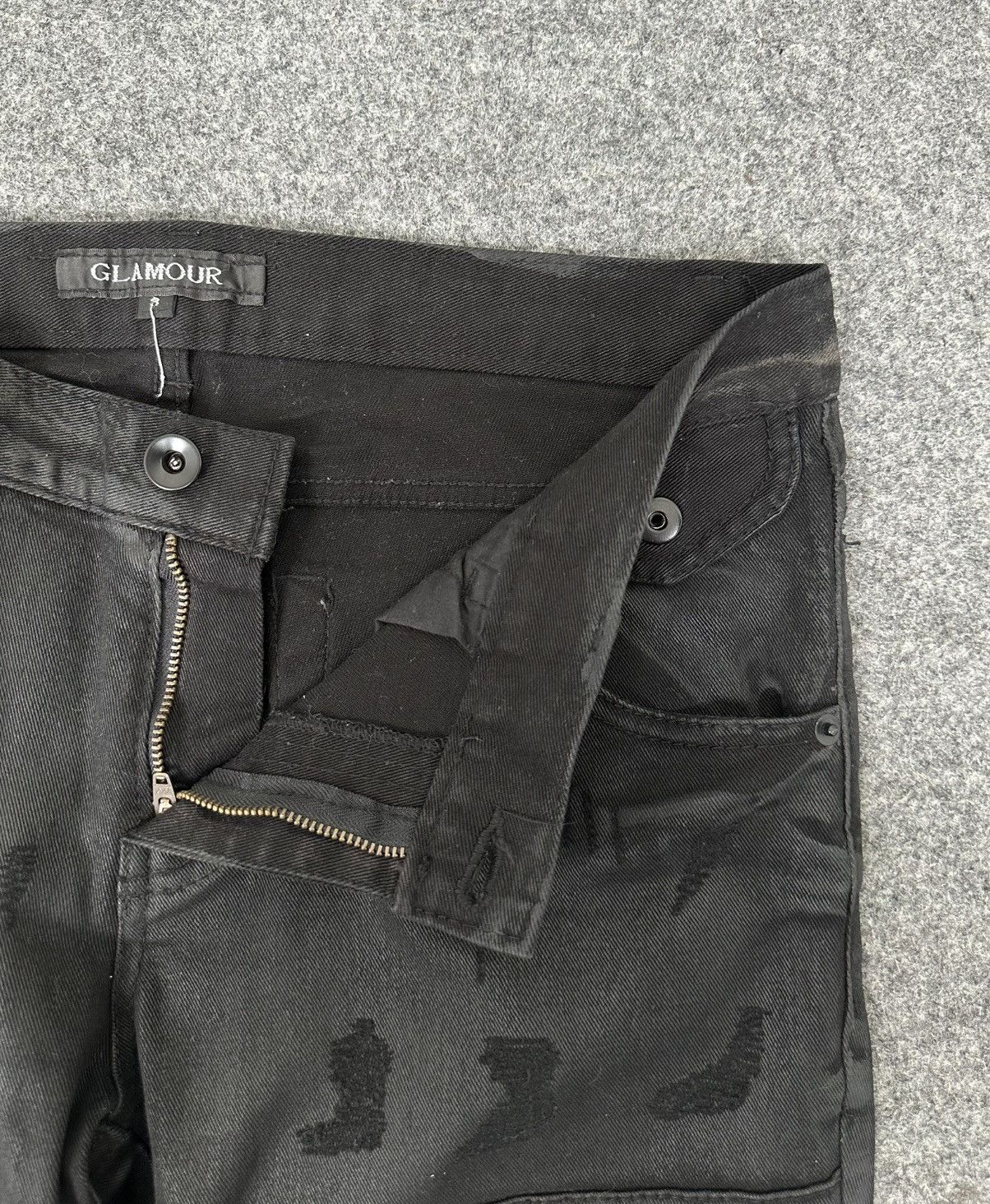 Hysteric Glamour × If Six Was Nine × Le Grande Bleu (L.G.B.) Hysteric - Biker Style Ripped Waxed Jeans - Black Size US 31 - 5 Thumbnail