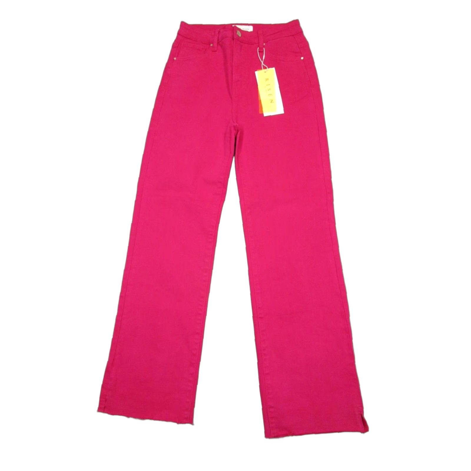 Vintage Risen Jeans Women 29 Pink High Rise Straight Pants Raw Hem Tummy Control Modern Style Logo 5-Pocket Denim Casual Everyday Size 29" - 1 Thumbnail