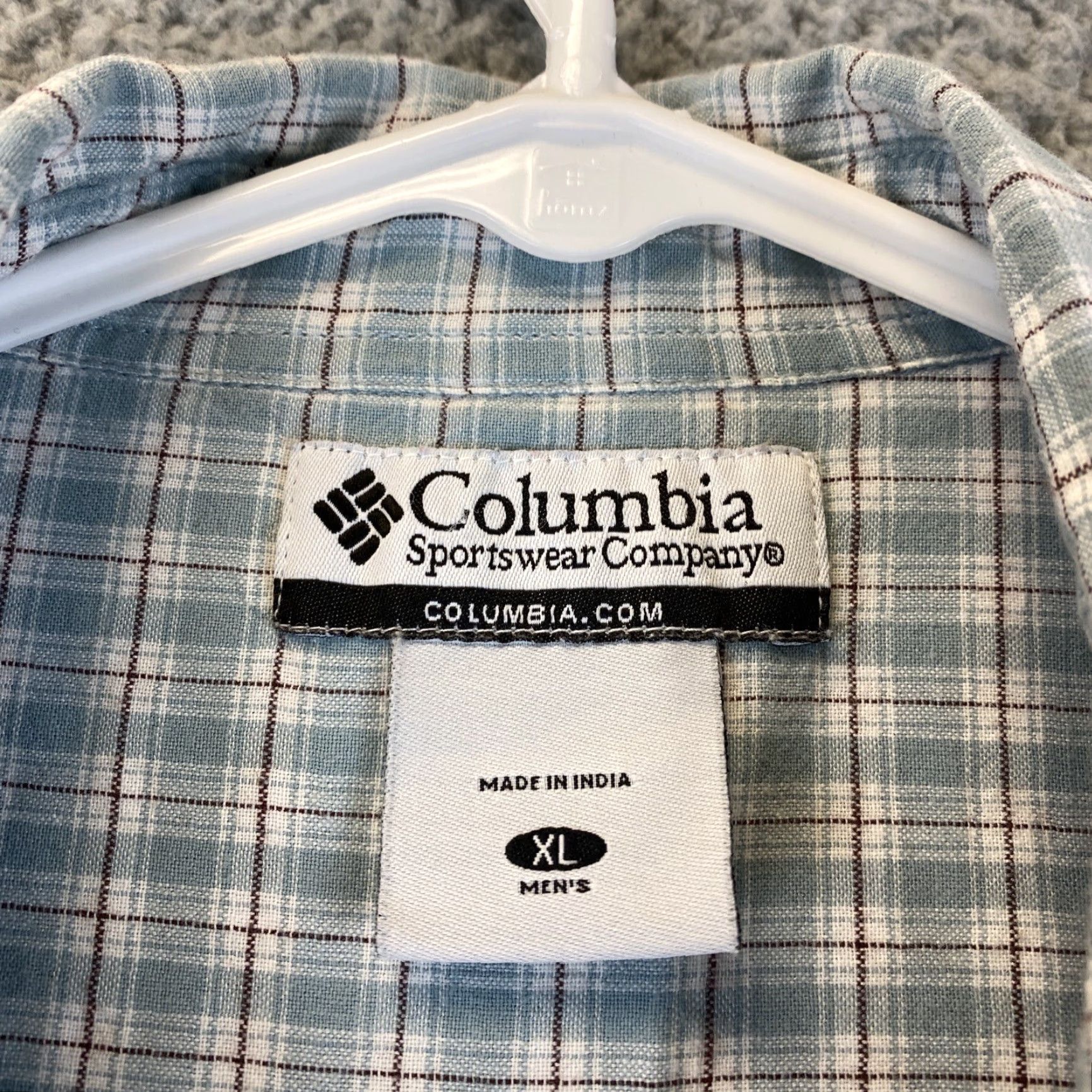 Vintage Columbia Men's Short Sleeve Plaid Cotton Shirt XL Casual Travel Workwear Blue Gray Size US XL / EU 56 / 4 - 3 Thumbnail