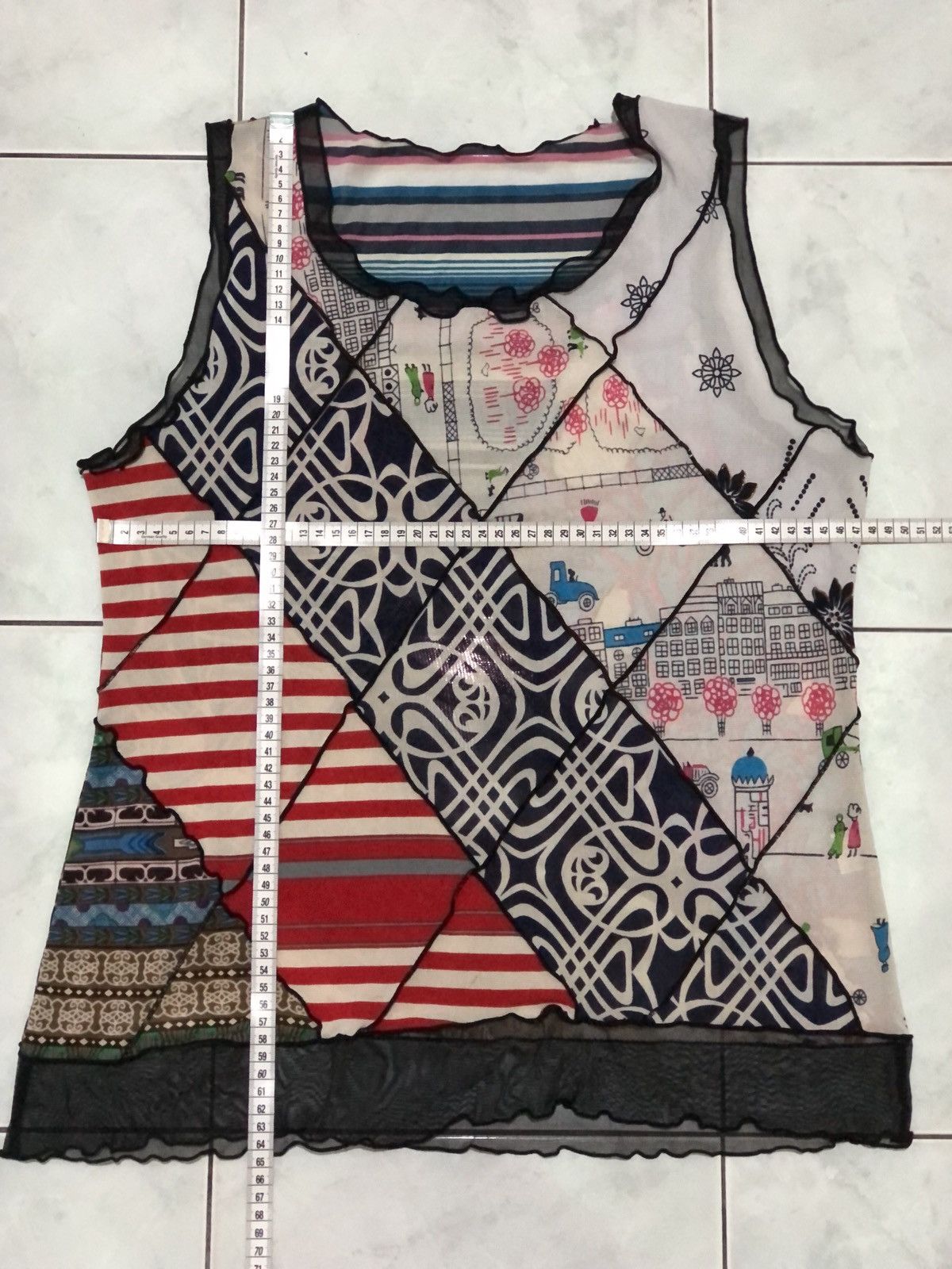 Japanese Brand Her Charming Multicolor Pattern Mesh Top Size M / US 6-8 / IT 42-44 - 16 Thumbnail