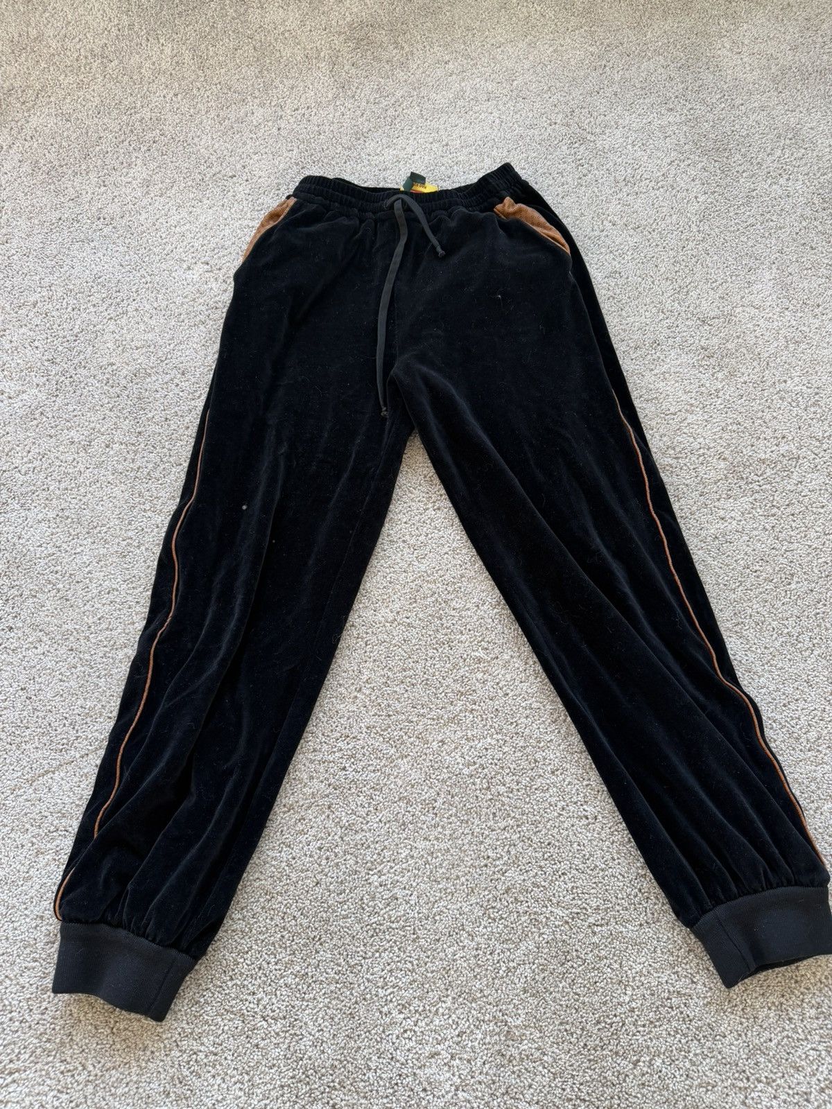Gucci Gucci Velour Joggers Black Leather Pockets Medium Size US 32 / EU 48 - 1 Thumbnail