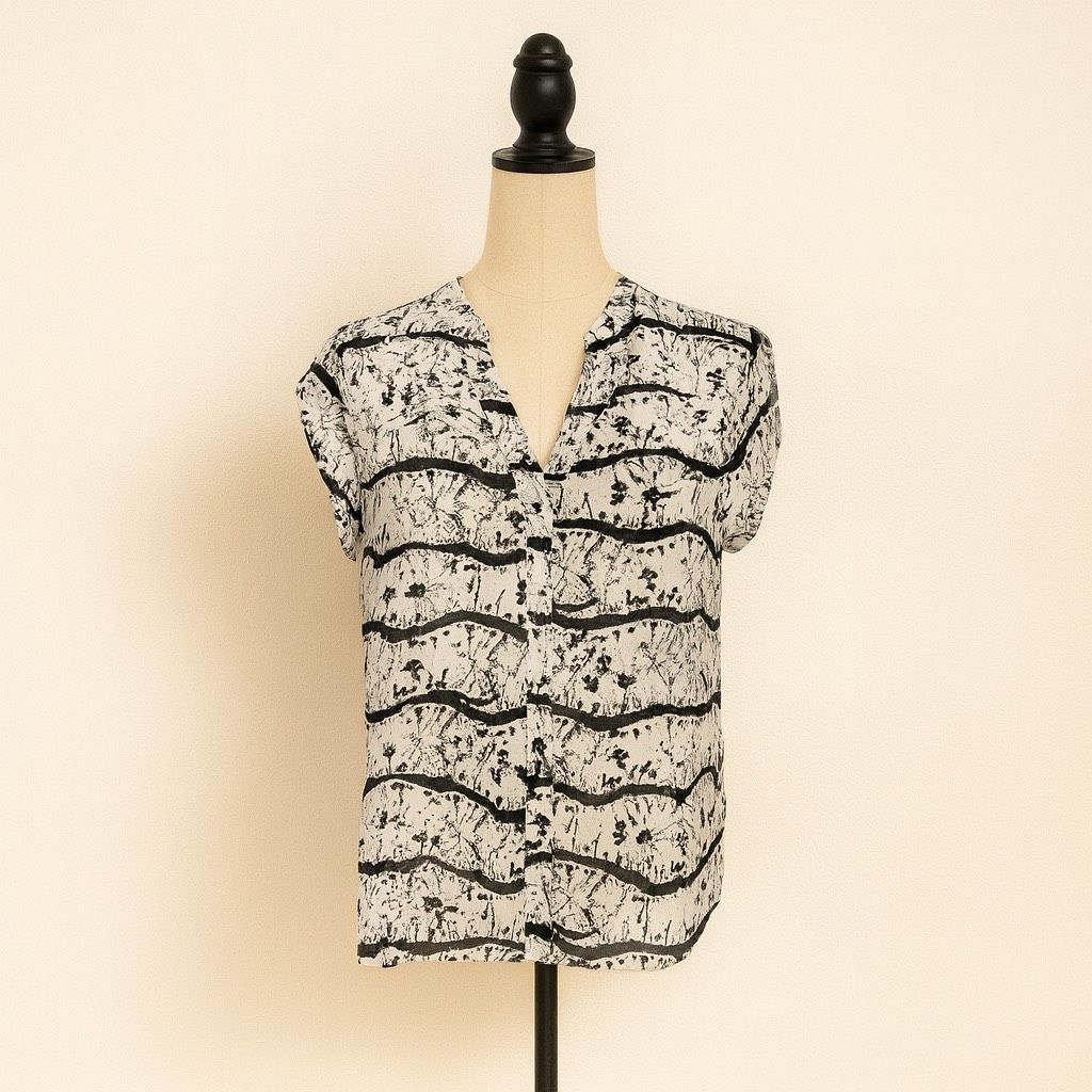 Other Antilia Femme Women’s Size L Abstract Black White Cap Sleeve Size L / US 10 / IT 46 - 1 Thumbnail