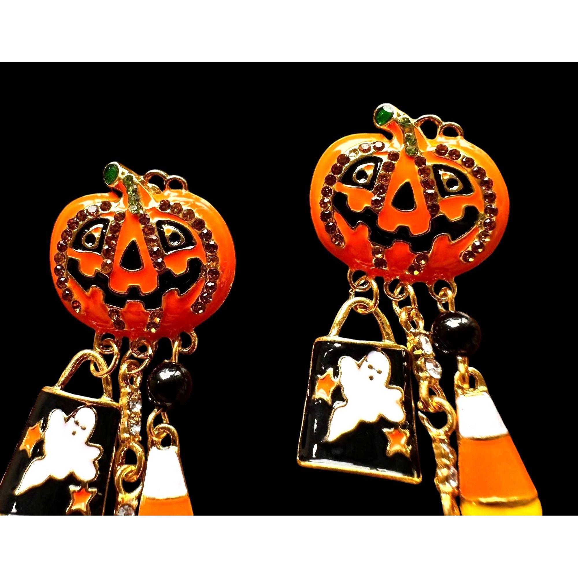 Handmade Halloween Earrings New Jack O Lantern Candy Corn Ghost Beads Size ONE SIZE - 9 Thumbnail